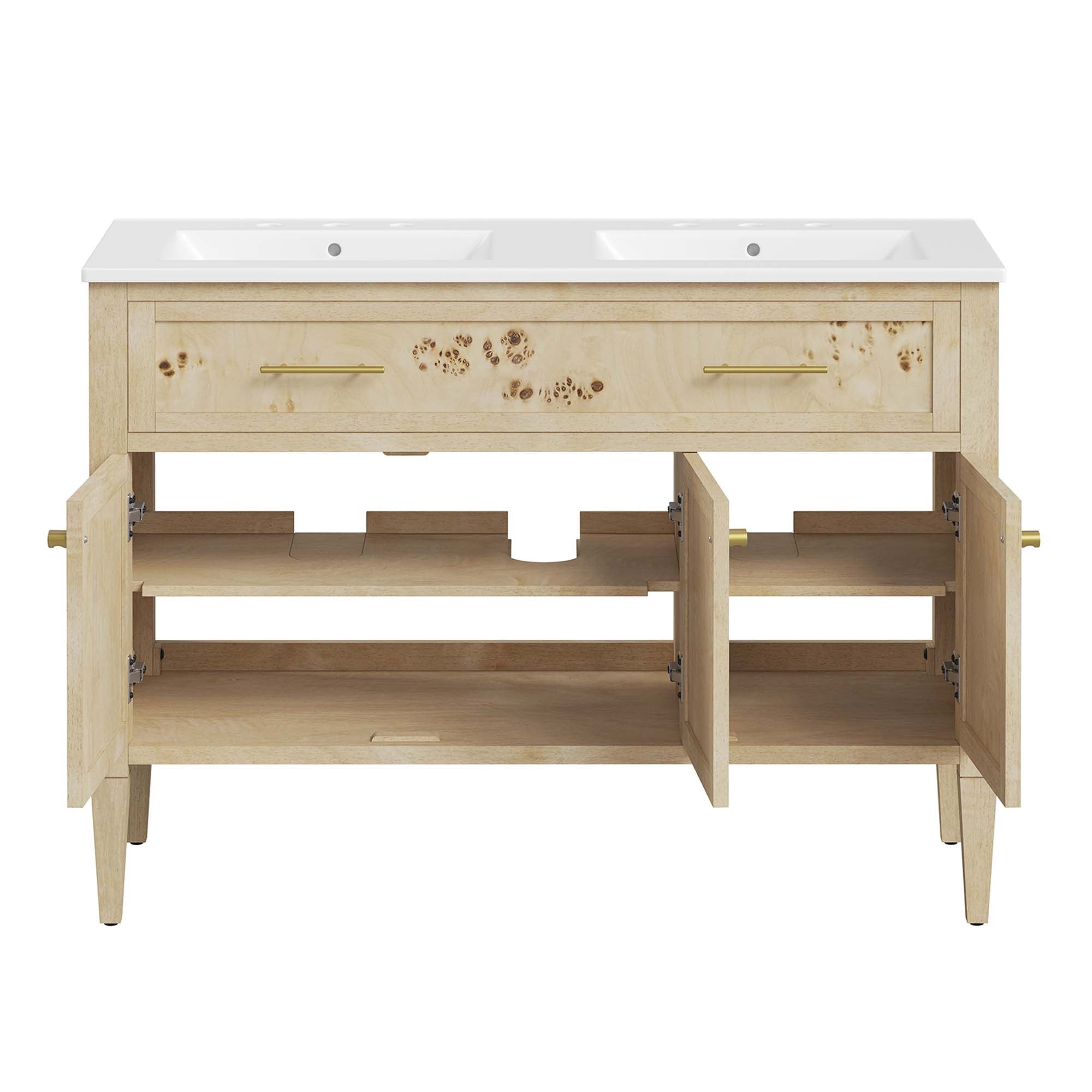 Elysian 48" Double Sink Bathroom Vanity, Burl