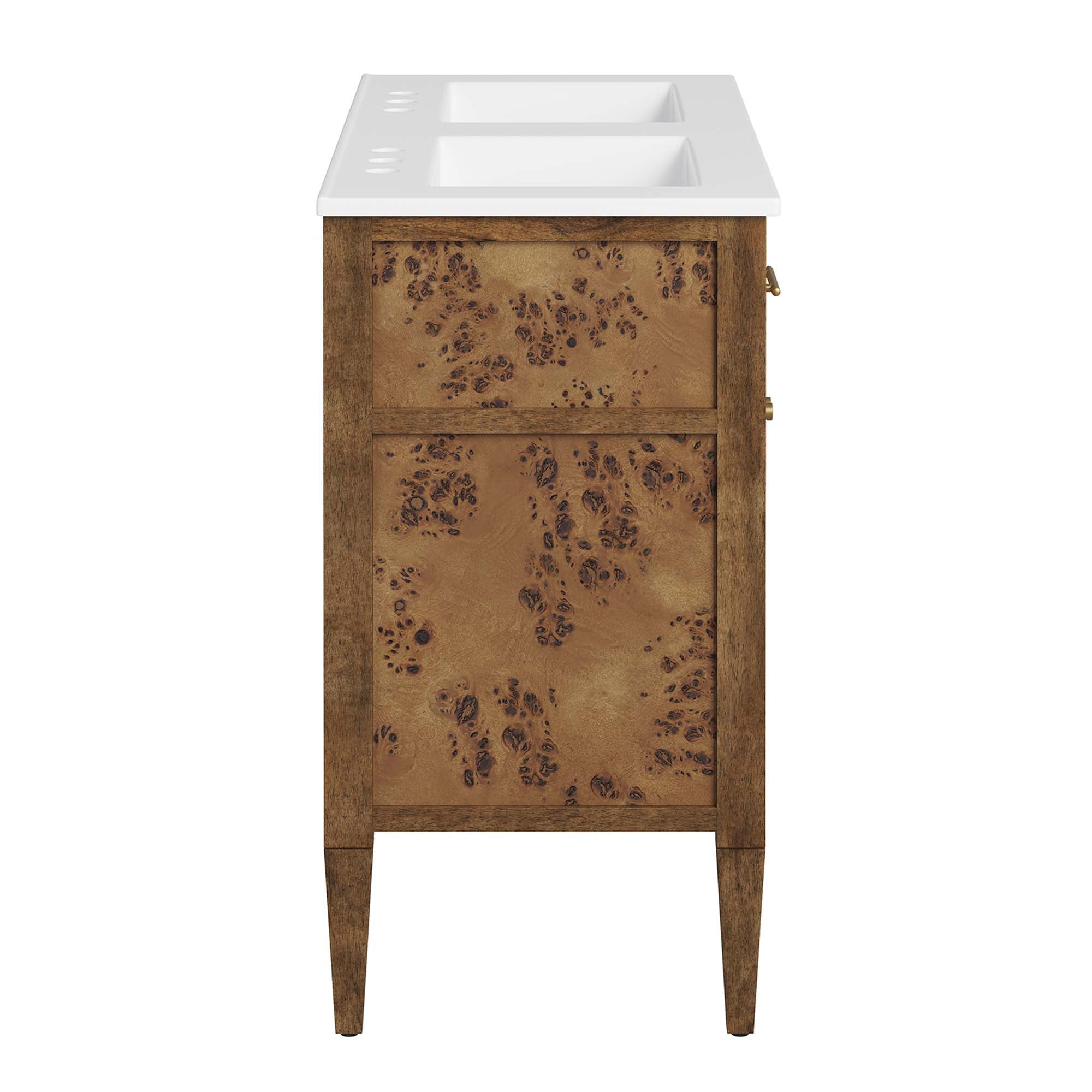 Elysian 48" Wood Double Sink Bathroom Vanity, White Brown