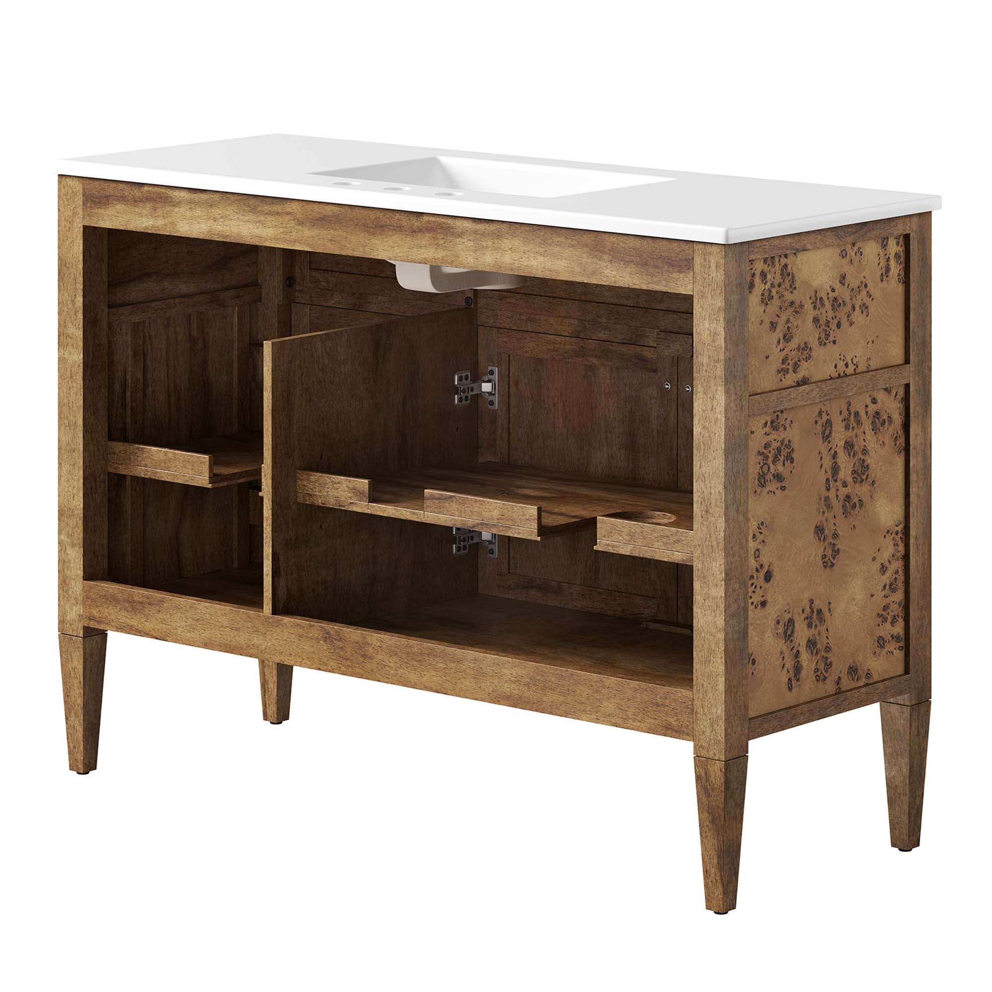 Elysian 48" Wood Double Sink Bathroom Vanity, White Brown