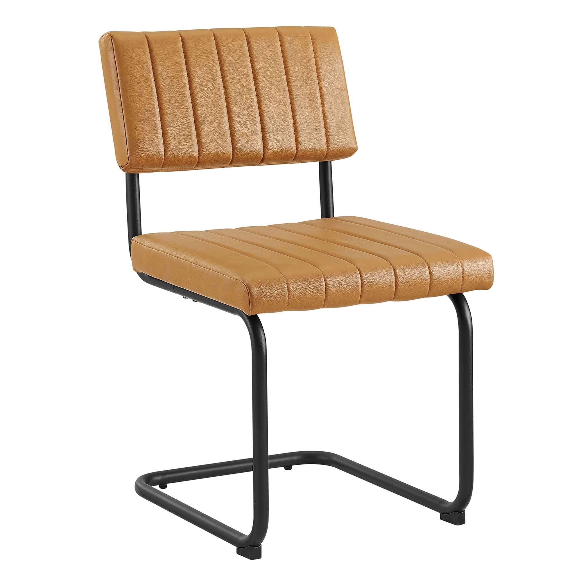 Parity Vegan Leather Dining Side Chairs Set of 2, Black Tan