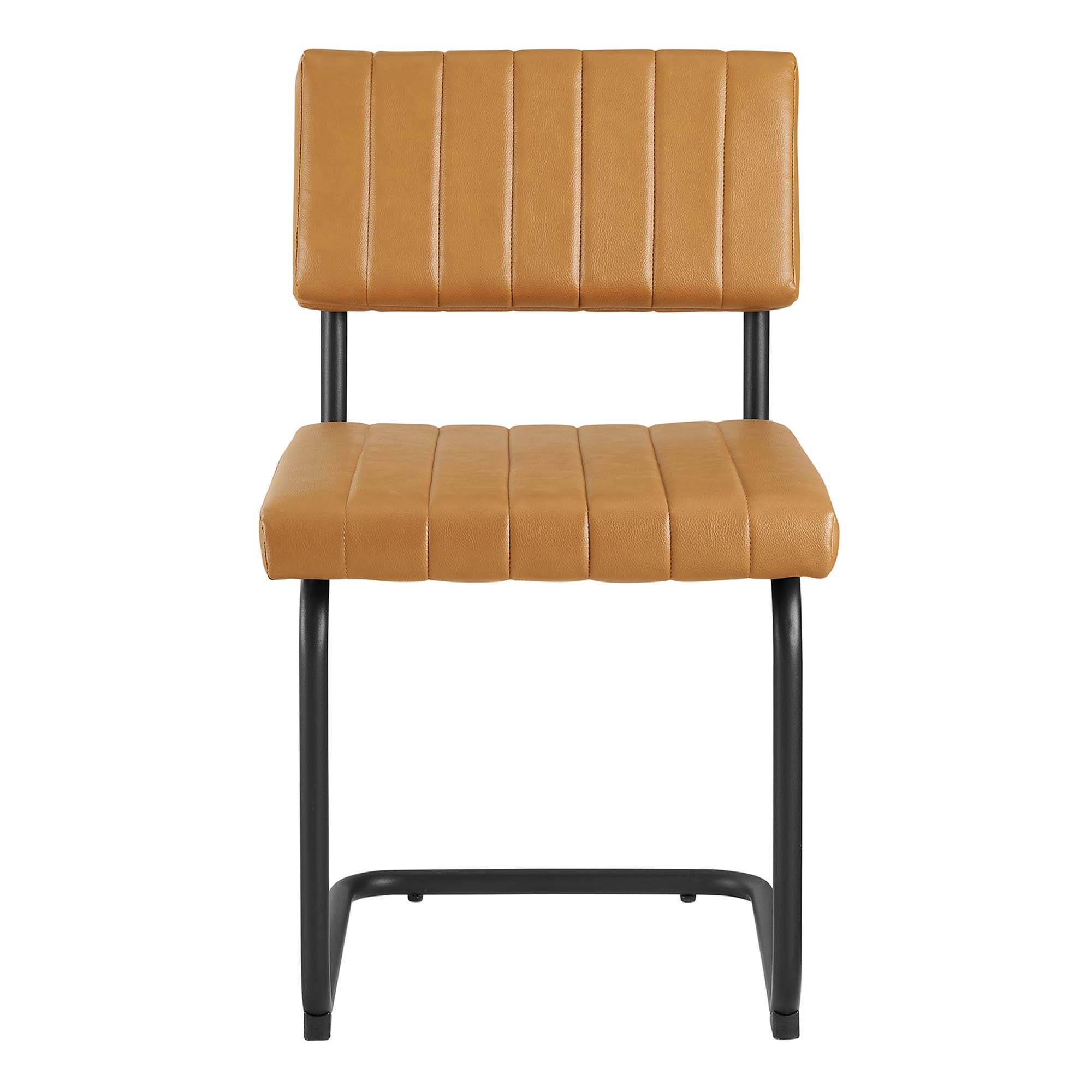 Parity Vegan Leather Dining Side Chairs Set of 2, Black Tan