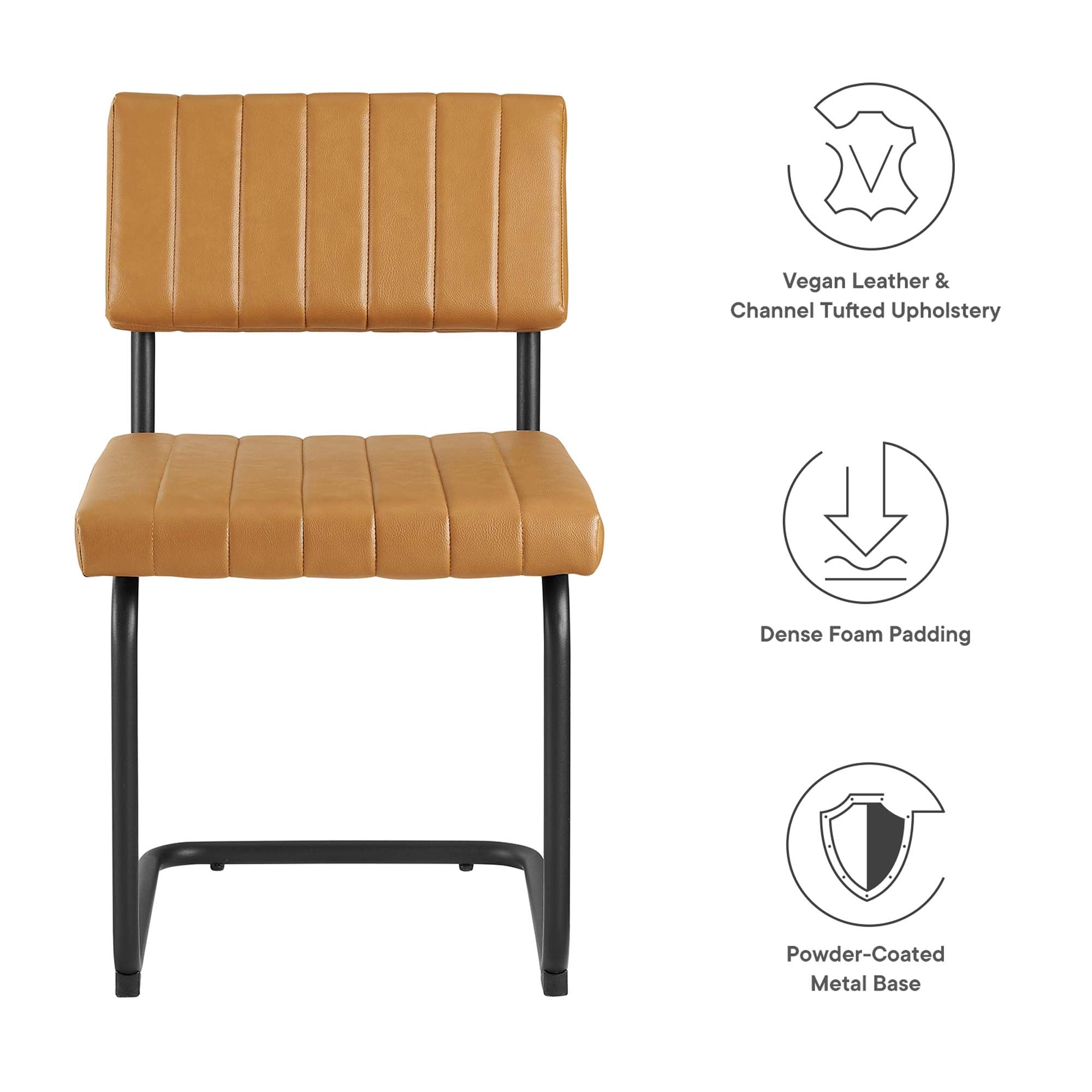 Parity Vegan Leather Dining Side Chairs Set of 2, Black Tan