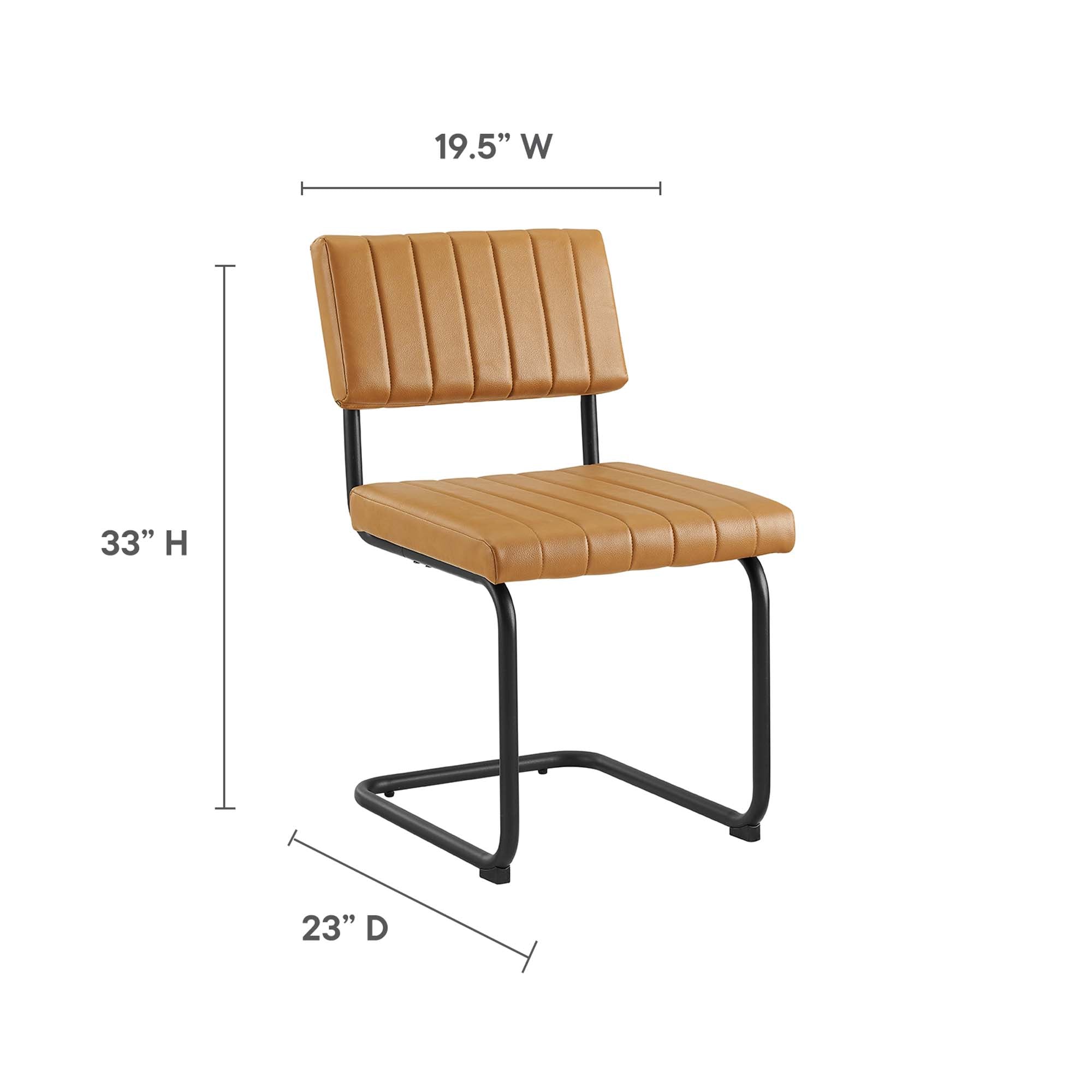 Parity Vegan Leather Dining Side Chairs Set of 2, Black Tan