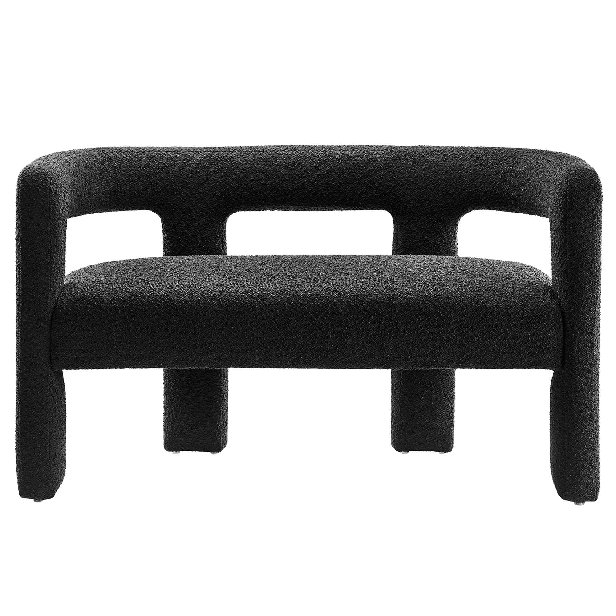 Kayla Boucle Upholstered Loveseat, Black