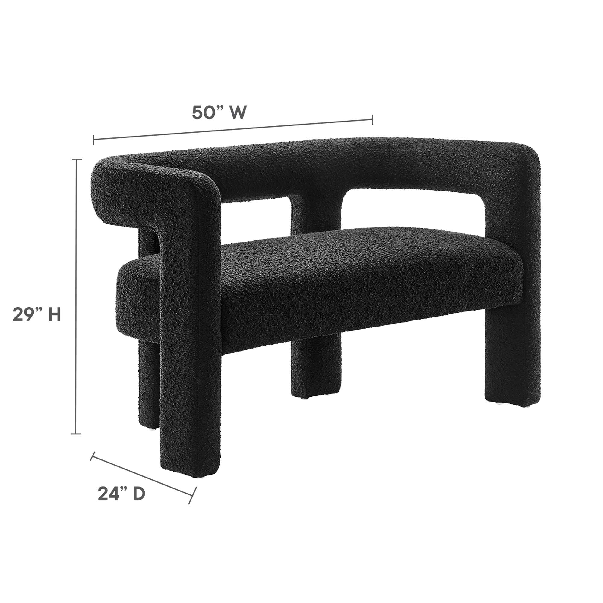 Kayla Boucle Upholstered Loveseat, Black