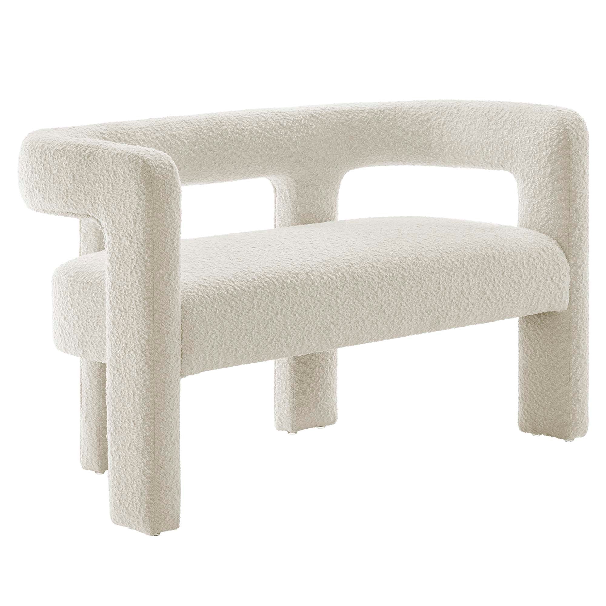Kayla Boucle Upholstered Loveseat, Ivory