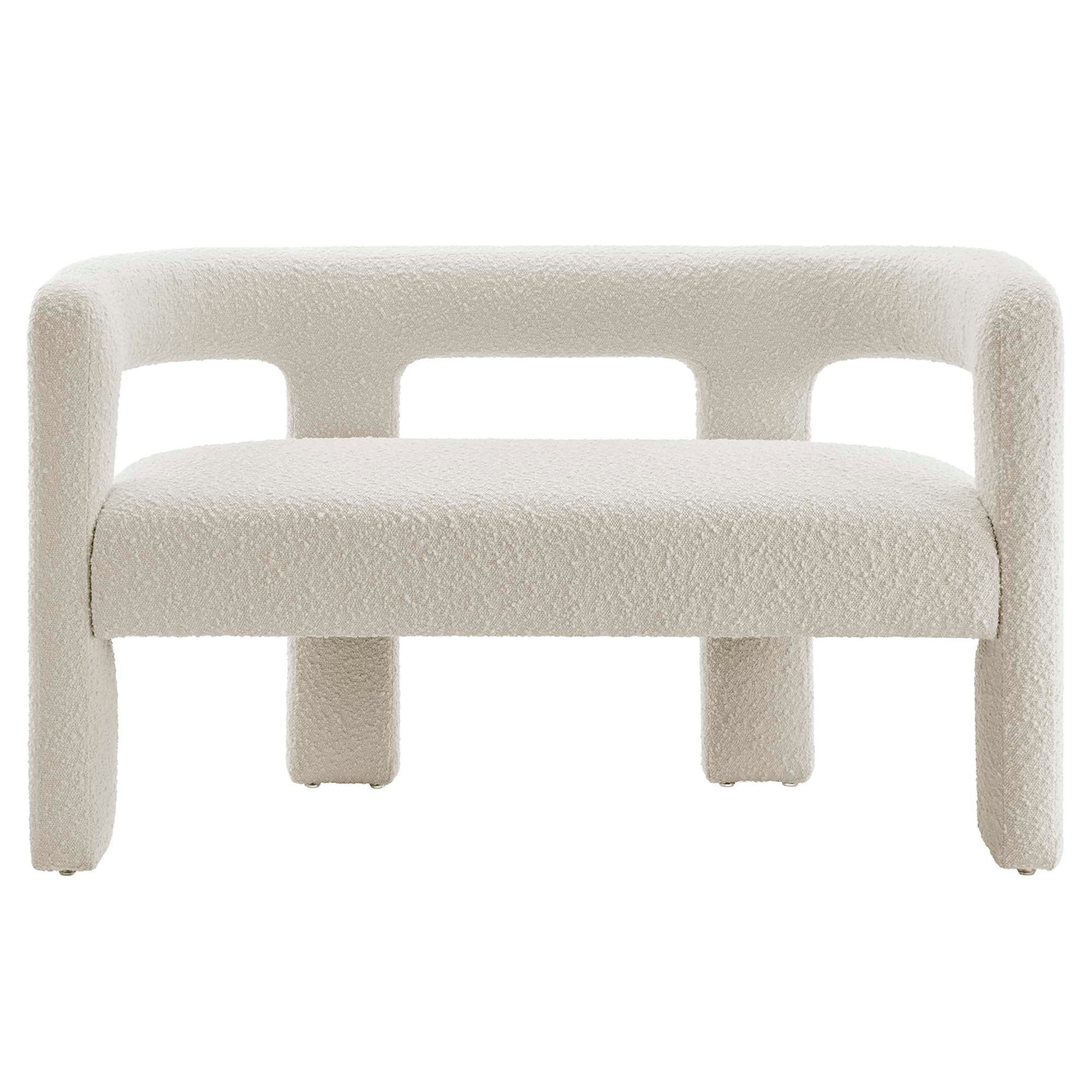 Kayla Boucle Upholstered Loveseat, Ivory
