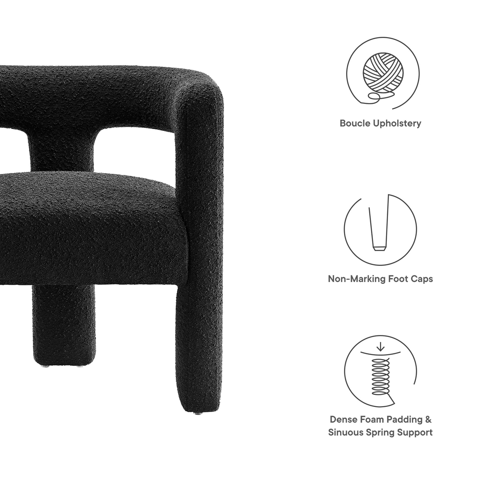 Kayla Boucle Upholstered Armchair, Black