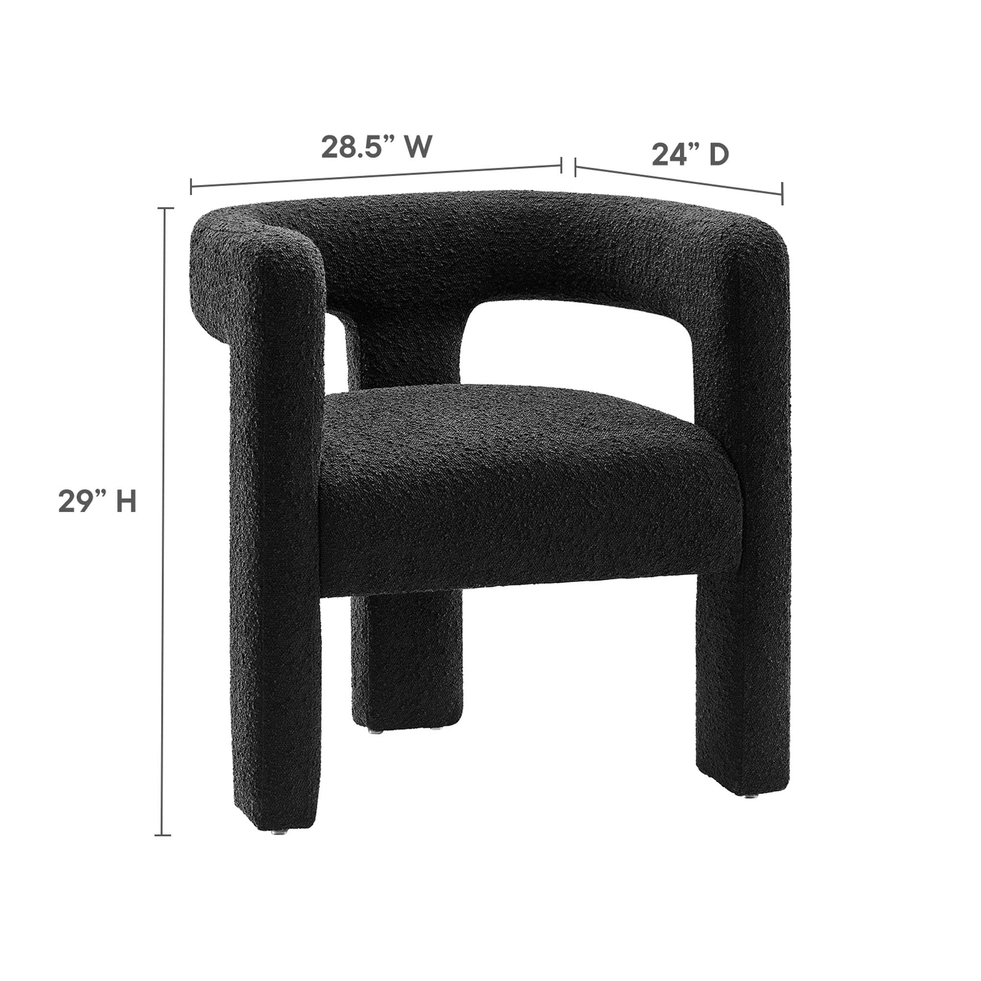 Kayla Boucle Upholstered Armchair, Black