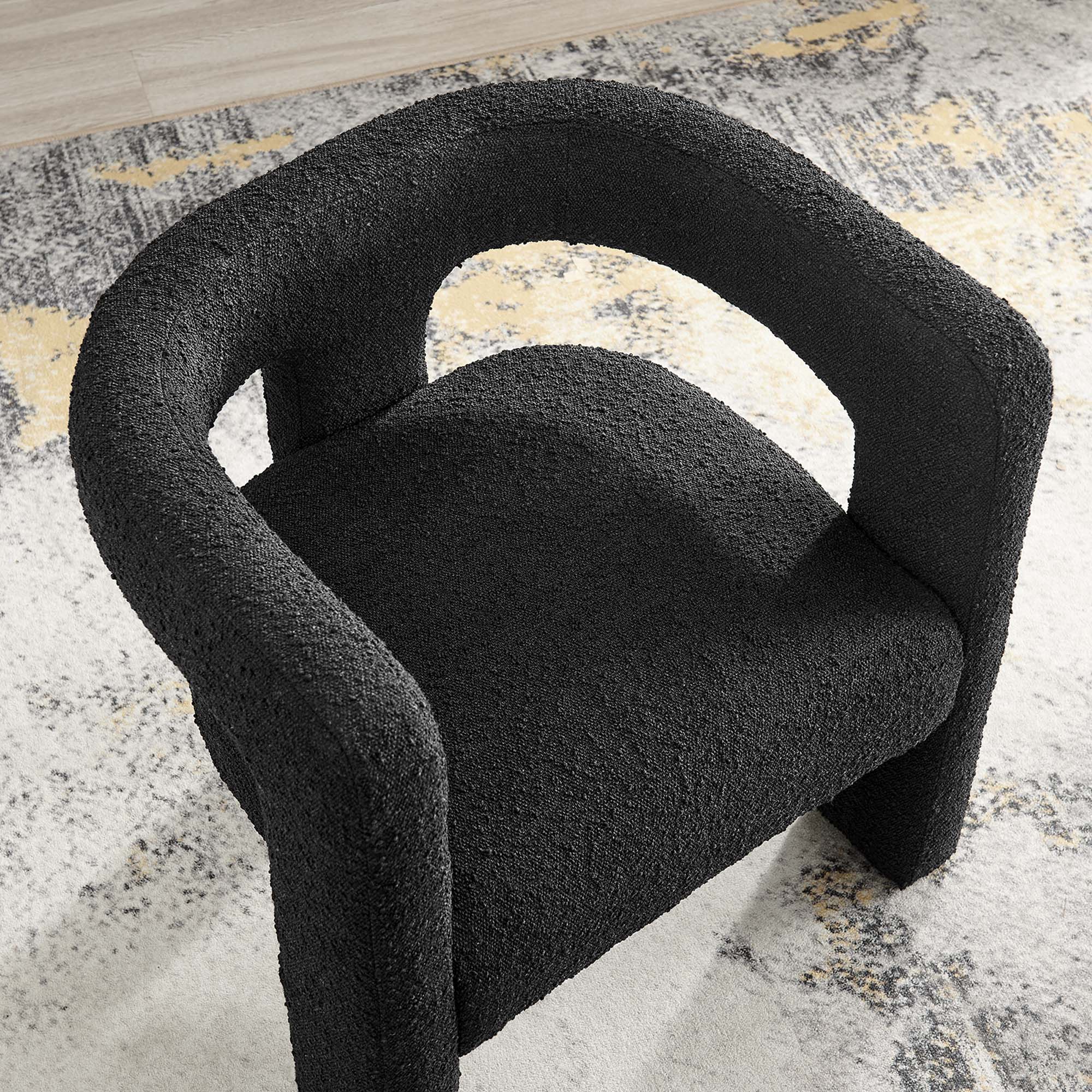 Kayla Boucle Upholstered Armchair, Black