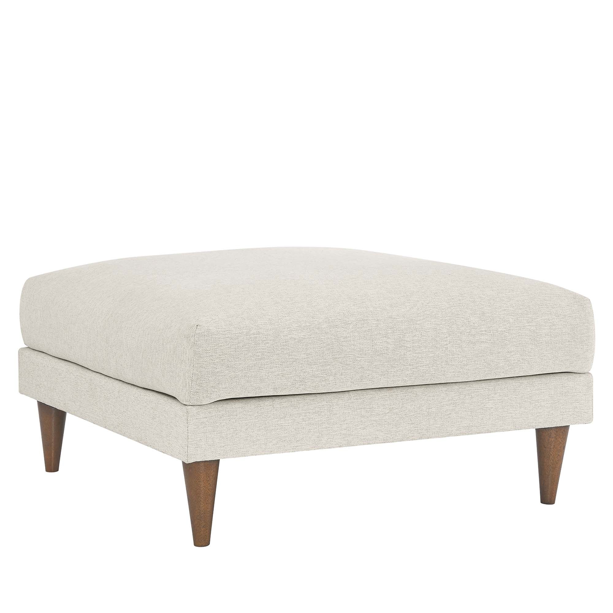 Zoya Down Filled Overstuffed Ottoman, Ivory Fabric