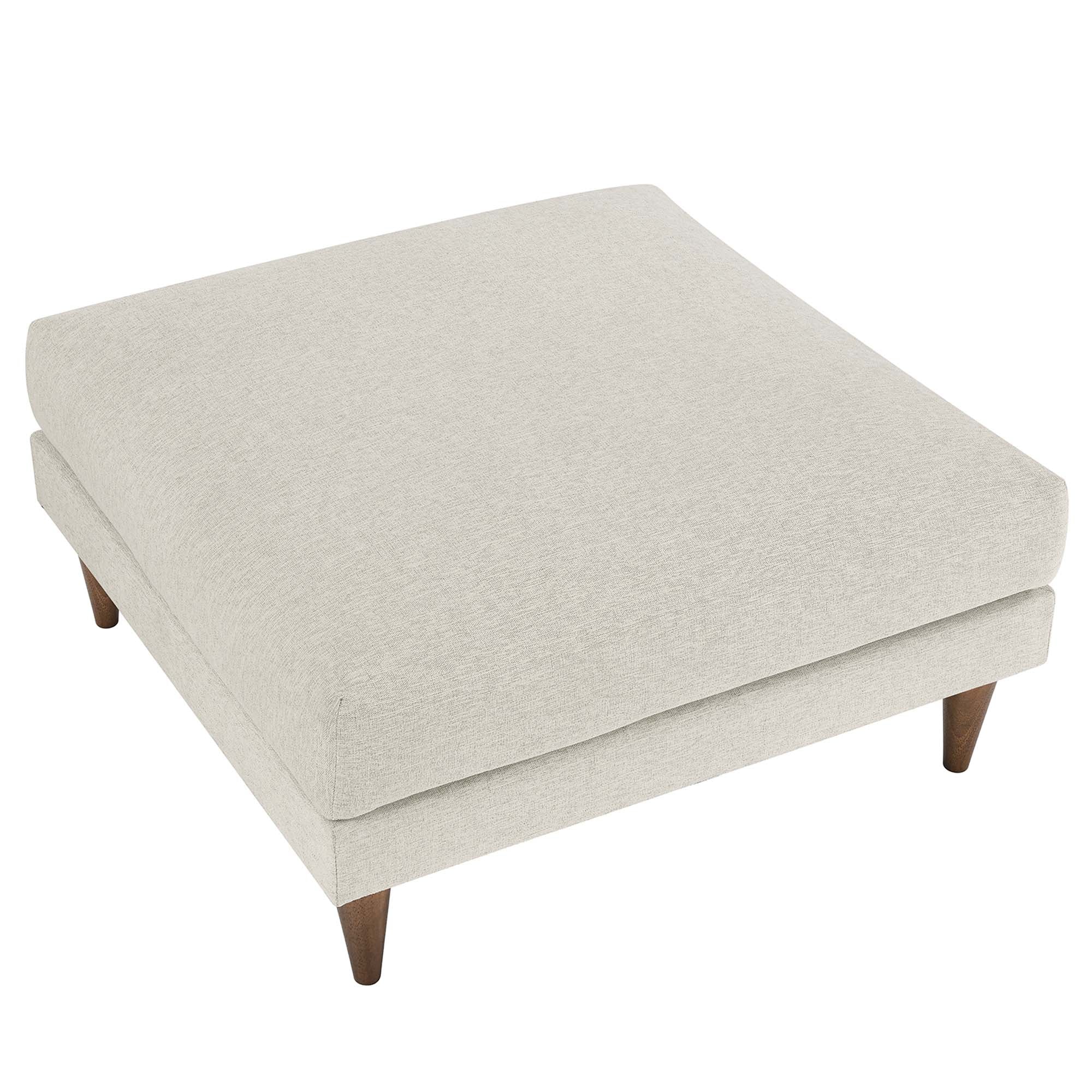 Zoya Down Filled Overstuffed Ottoman, Ivory Fabric