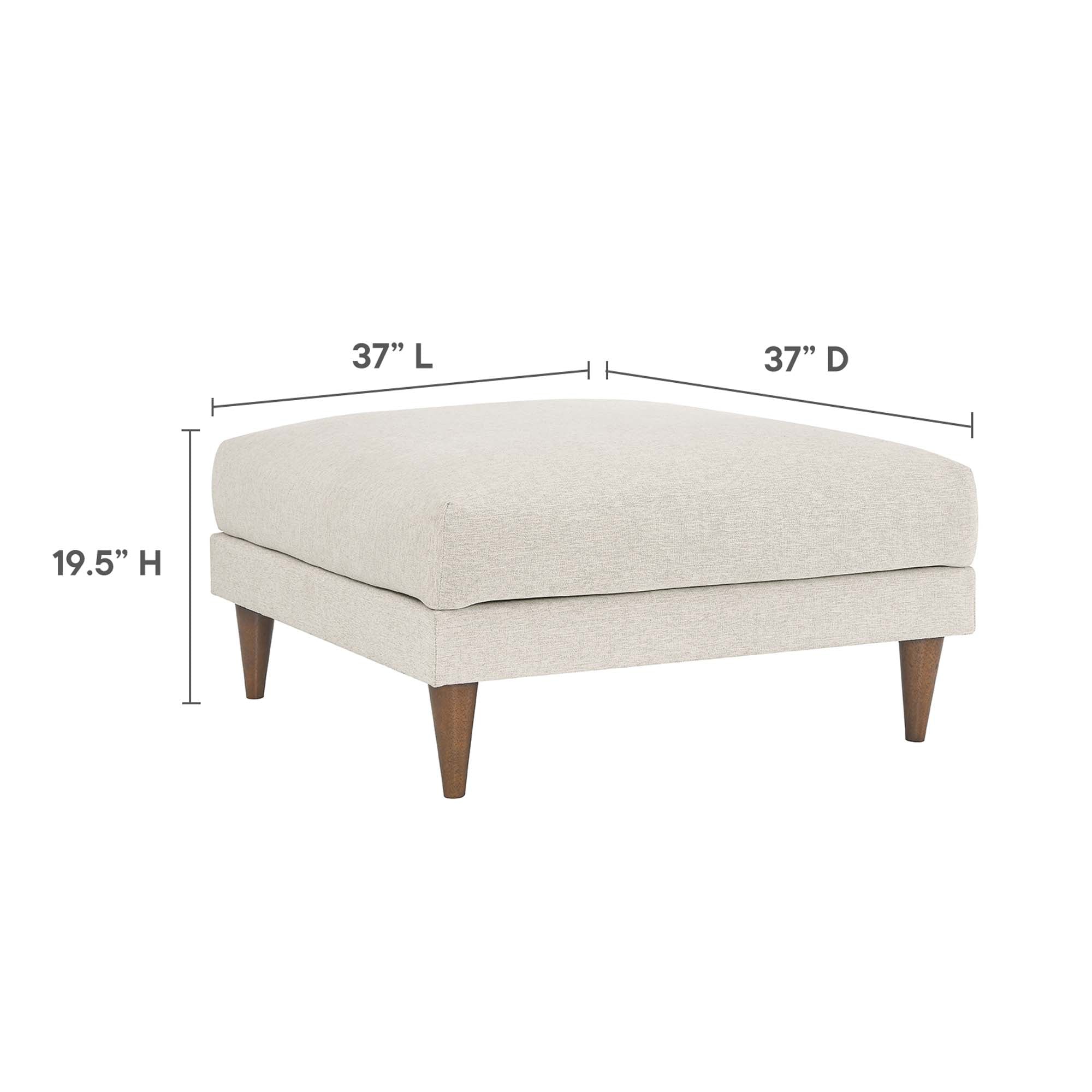 Zoya Down Filled Overstuffed Ottoman, Ivory Fabric