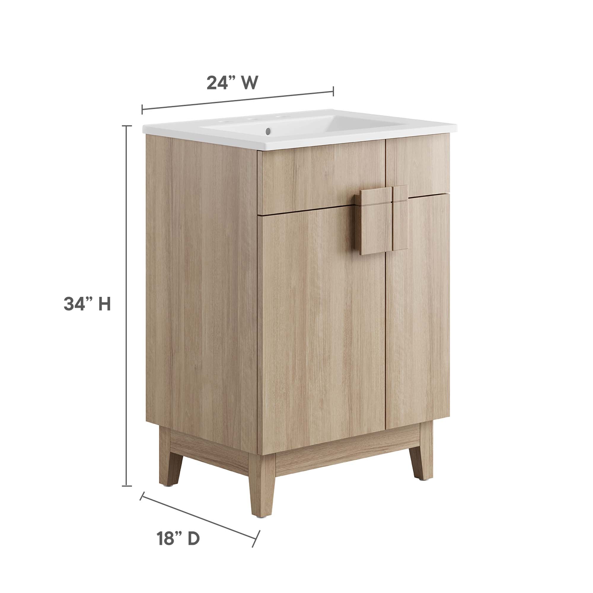 Miles 24" Bathroom Vanity, White Oak