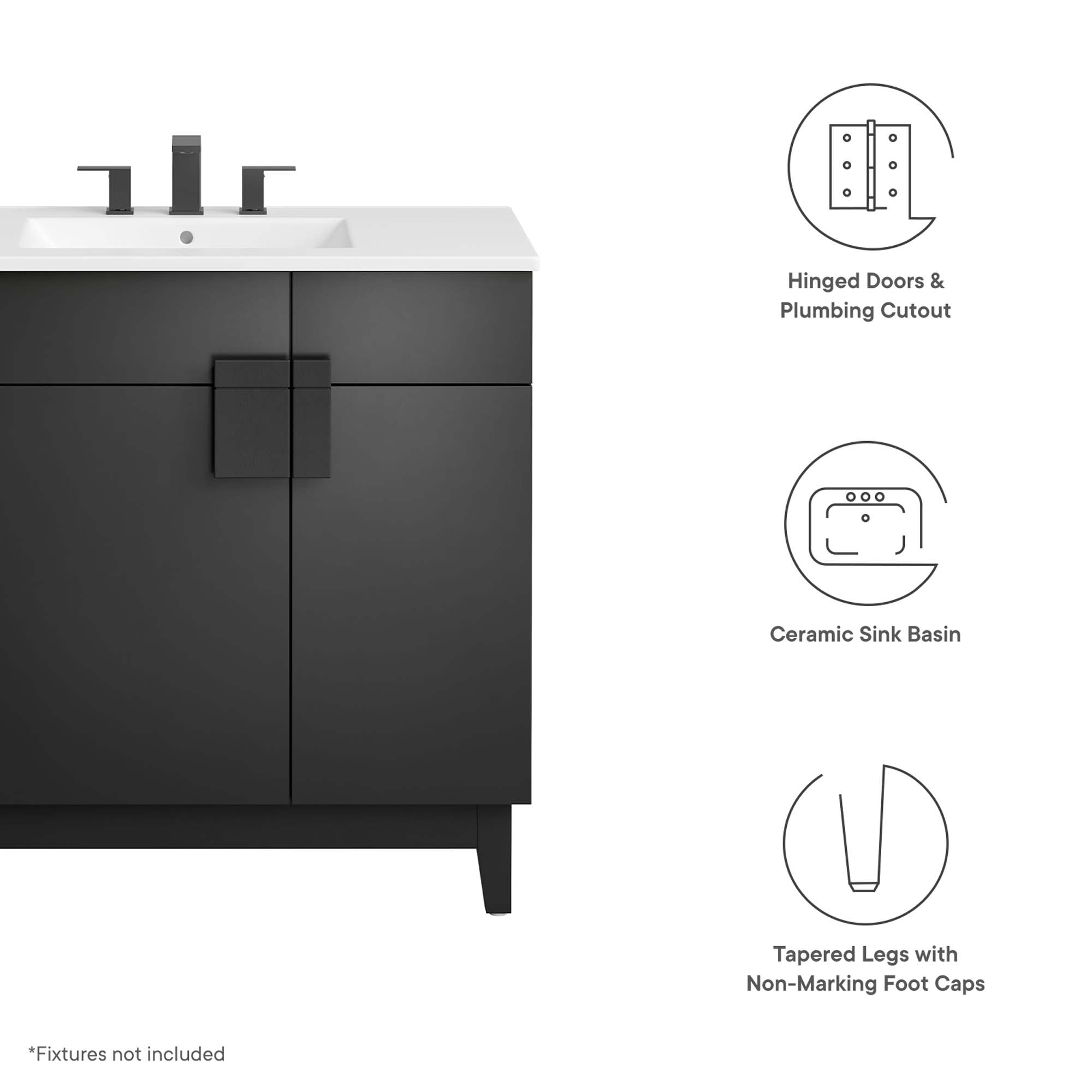 Miles 36" Bathroom Vanity, White Black