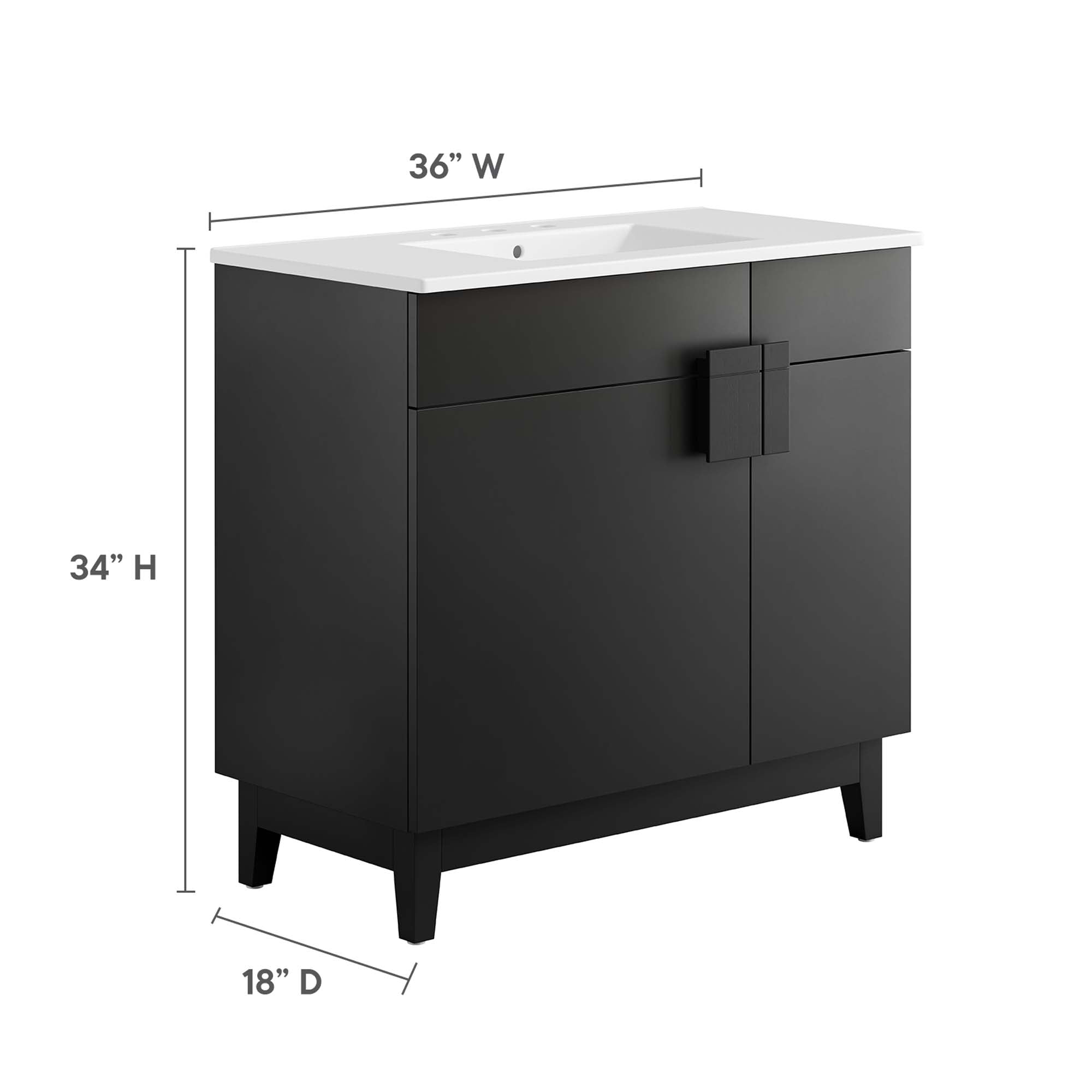 Miles 36" Bathroom Vanity, White Black