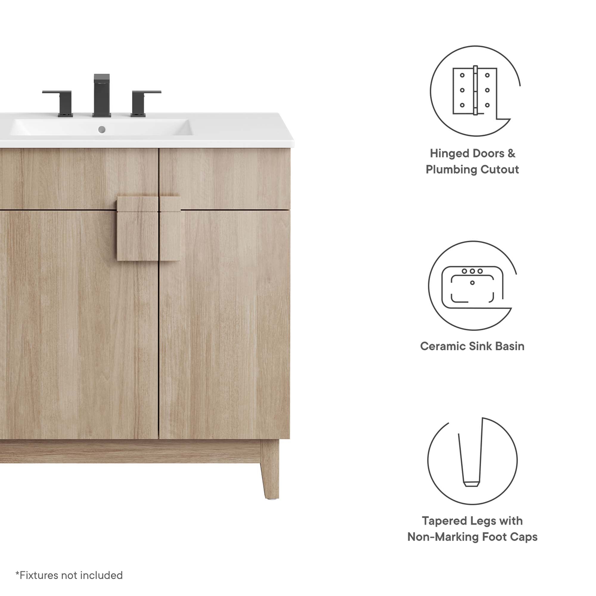 Miles 36" Bathroom Vanity, White Oak