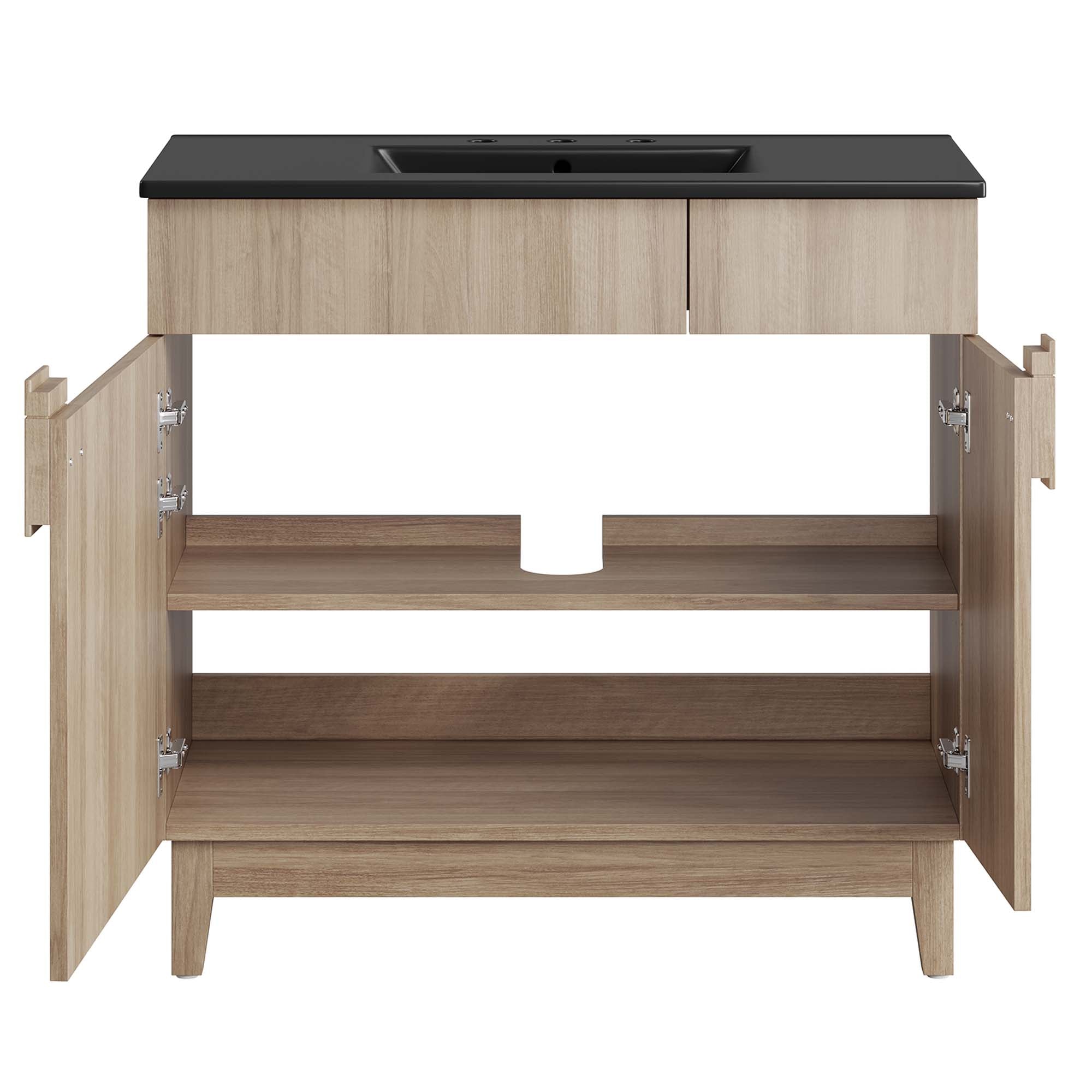 Miles 36" Bathroom Vanity, Black Oak