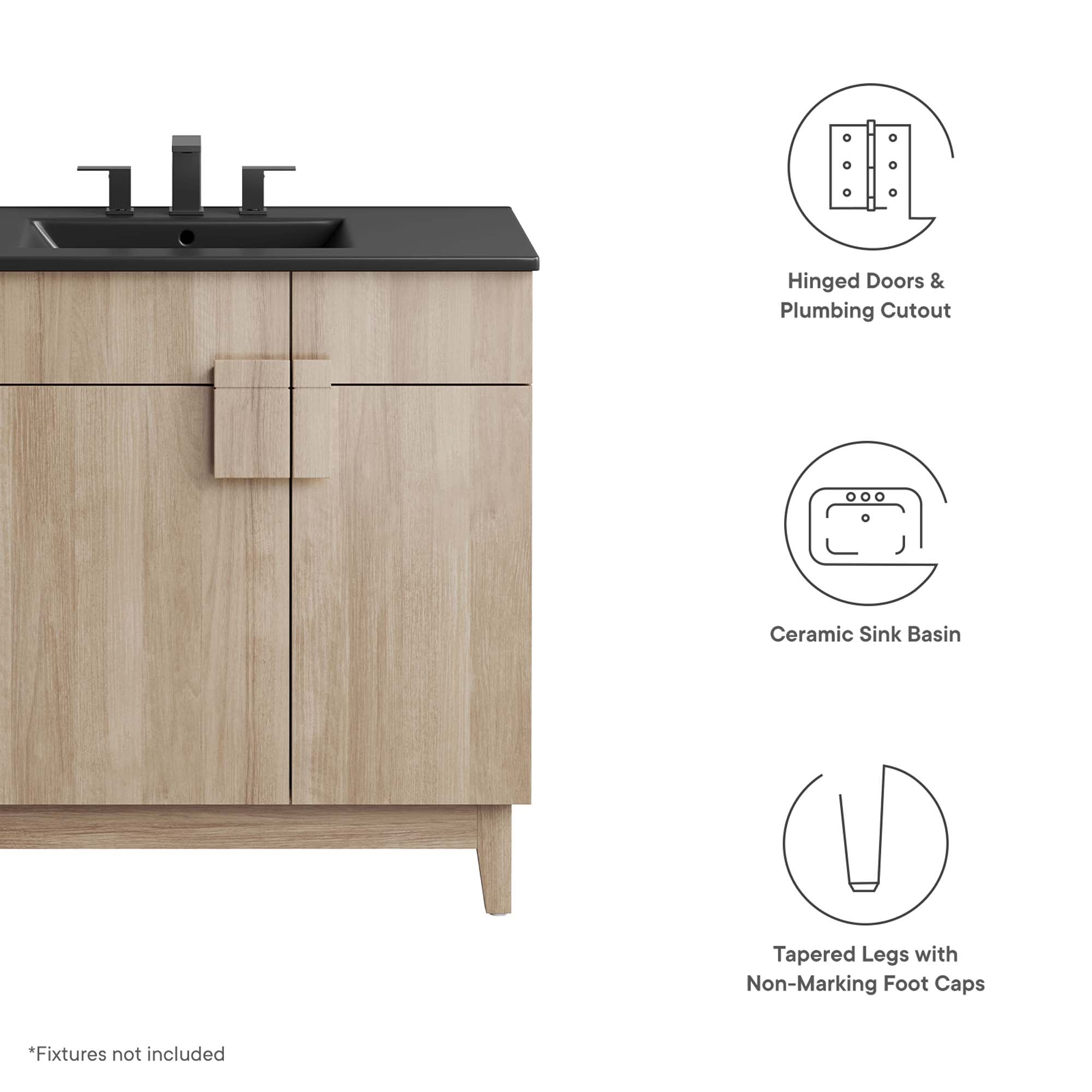 Miles 36" Bathroom Vanity, Black Oak