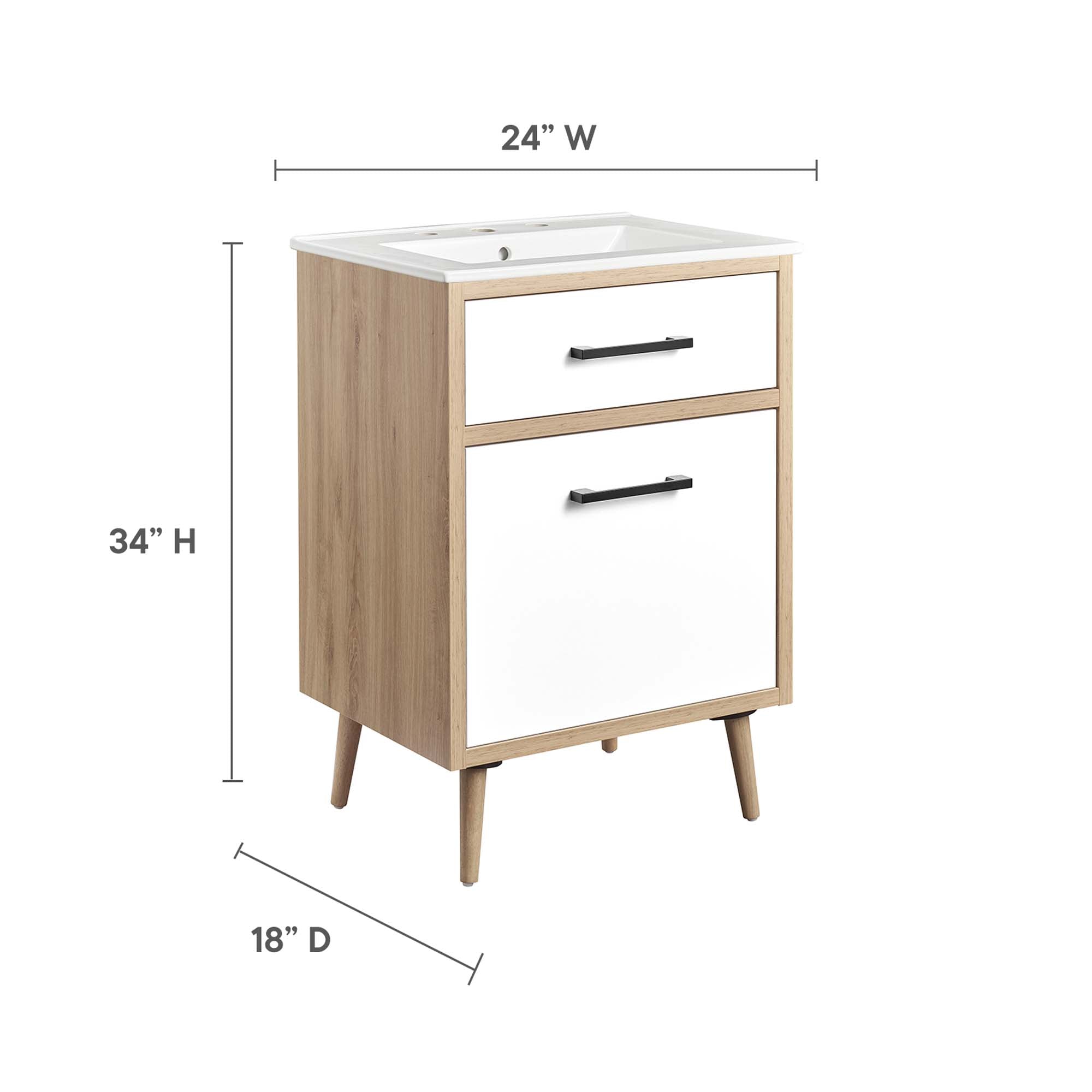 Maverick 24" Bathroom Vanity, White Oak