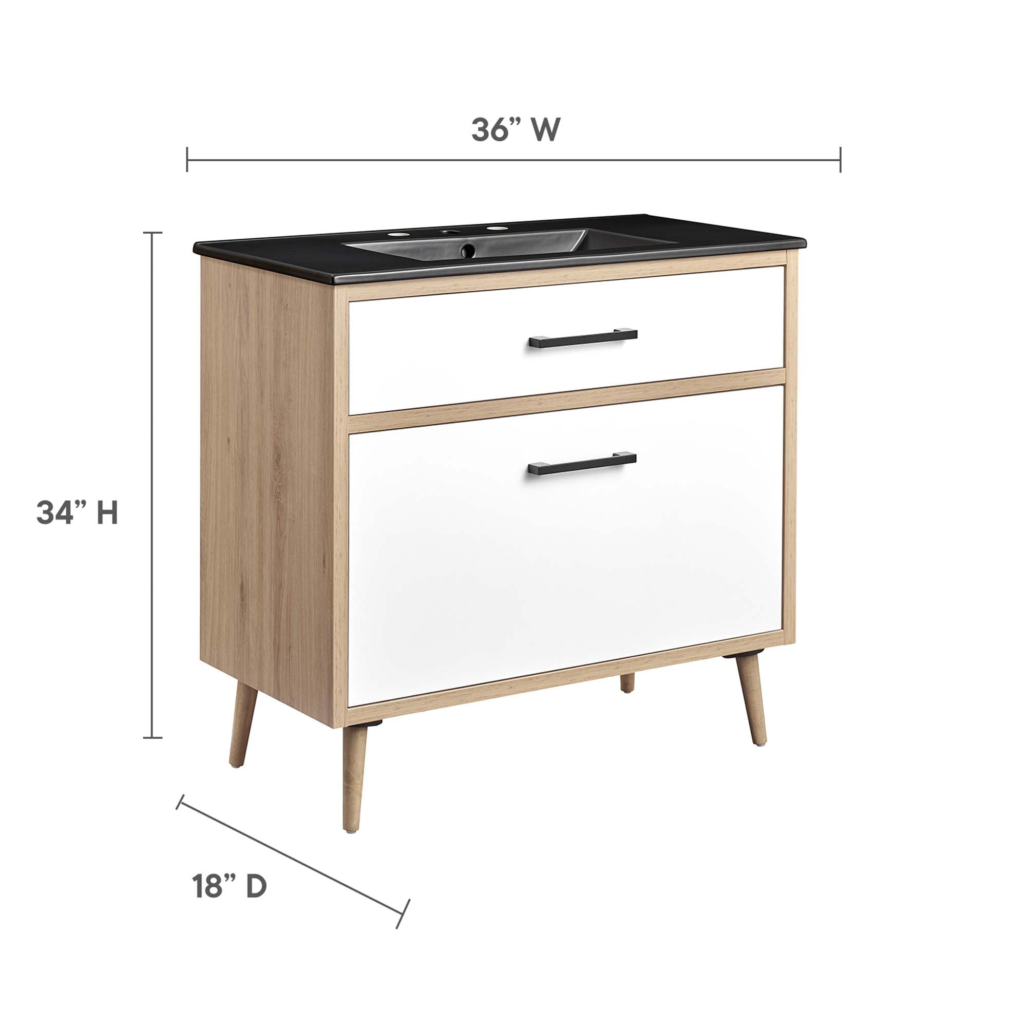 Maverick 36" Bathroom Vanity, Black Oak