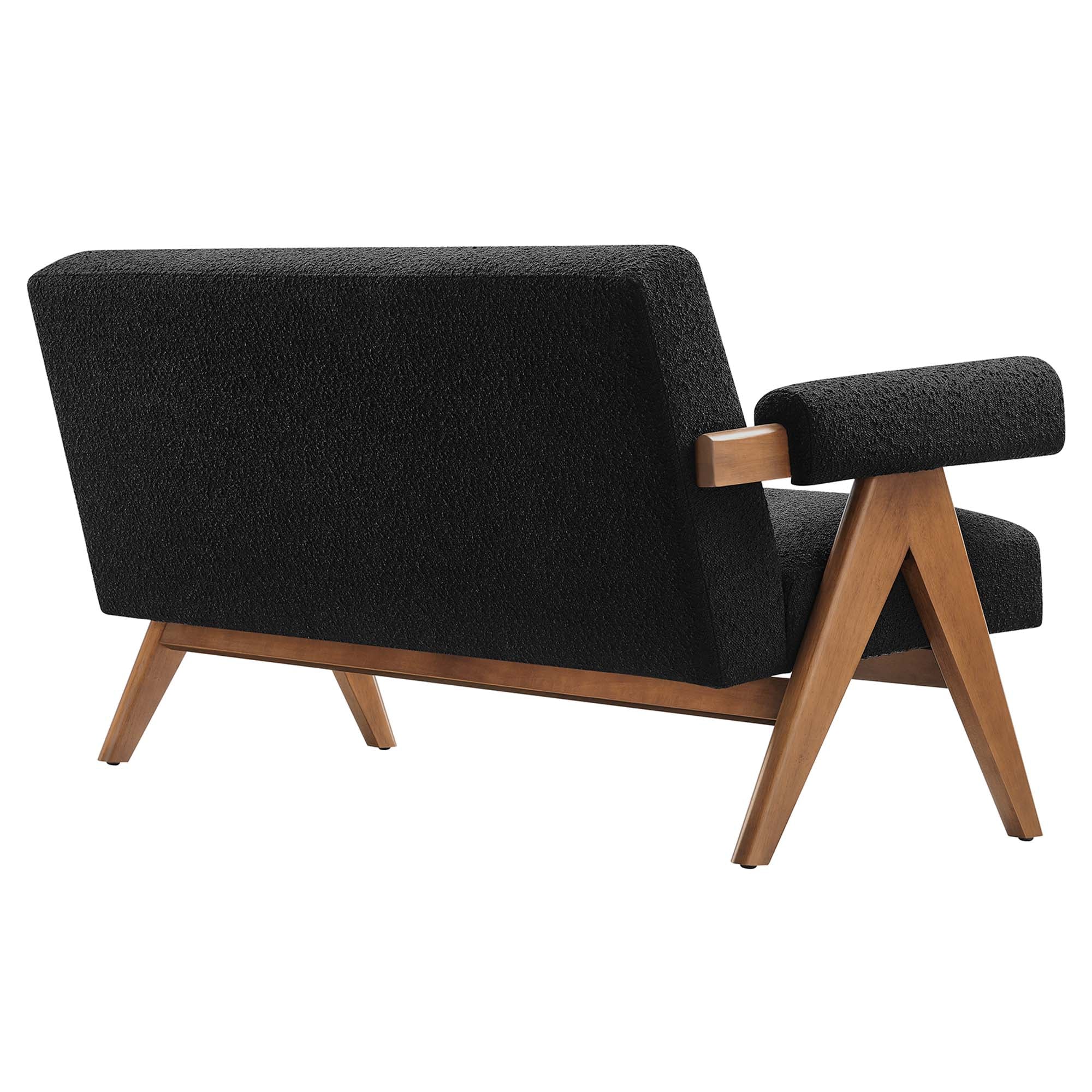 Lyra Boucle Fabric Loveseat, Black