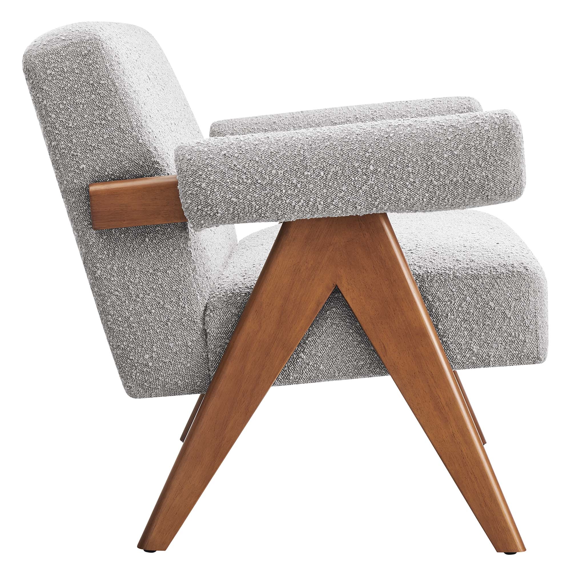 Lyra Boucle Fabric Loveseat, Light Gray