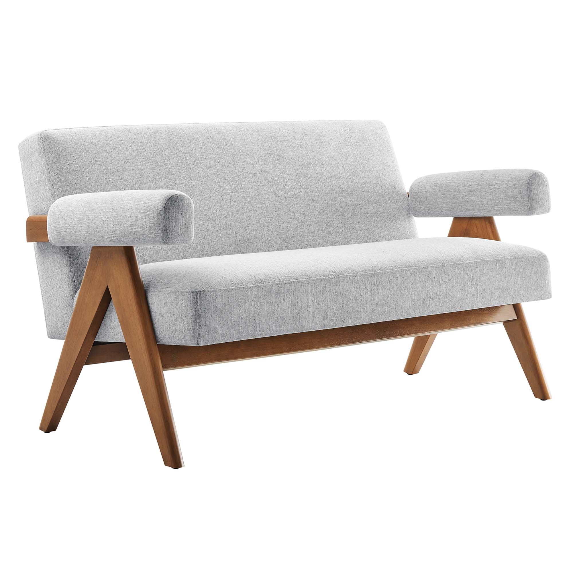 Lyra Fabric Loveseat, Light Gray Fabric