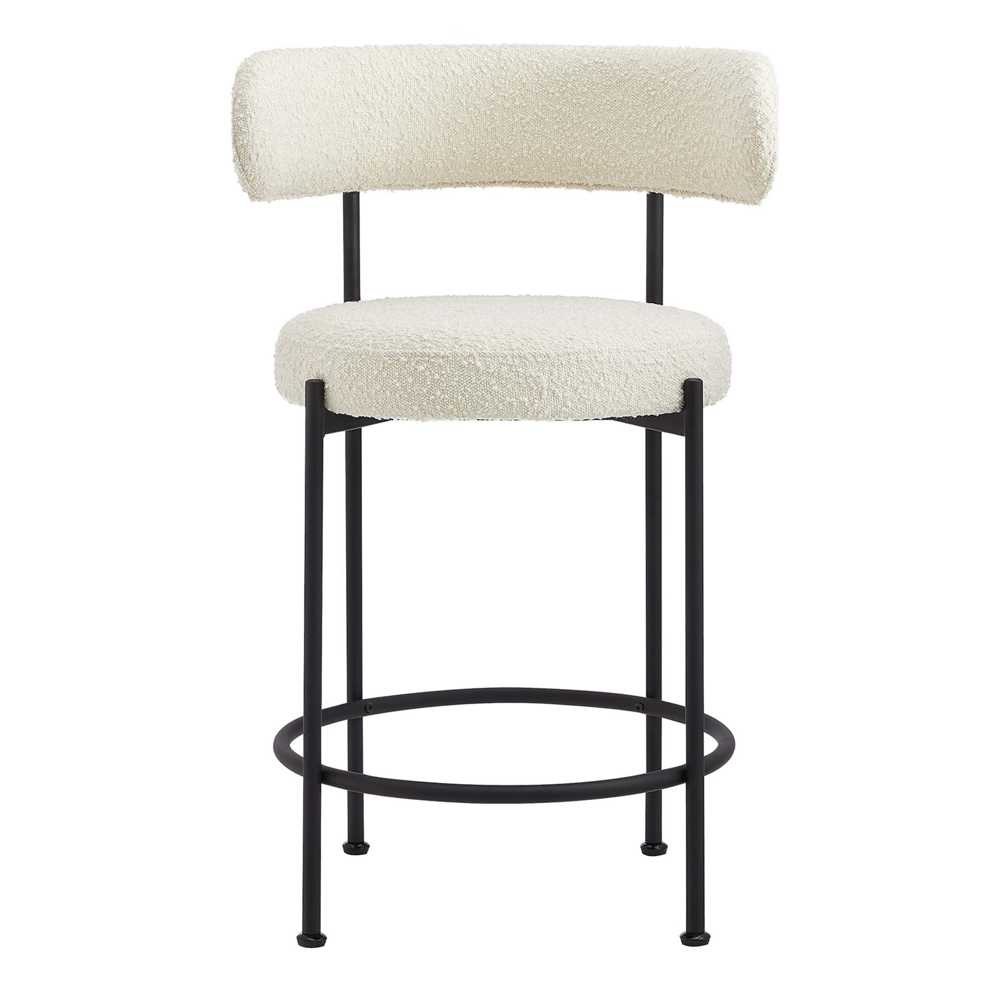 Albie Boucle Fabric Counter Stools Set of 2, Ivory Black