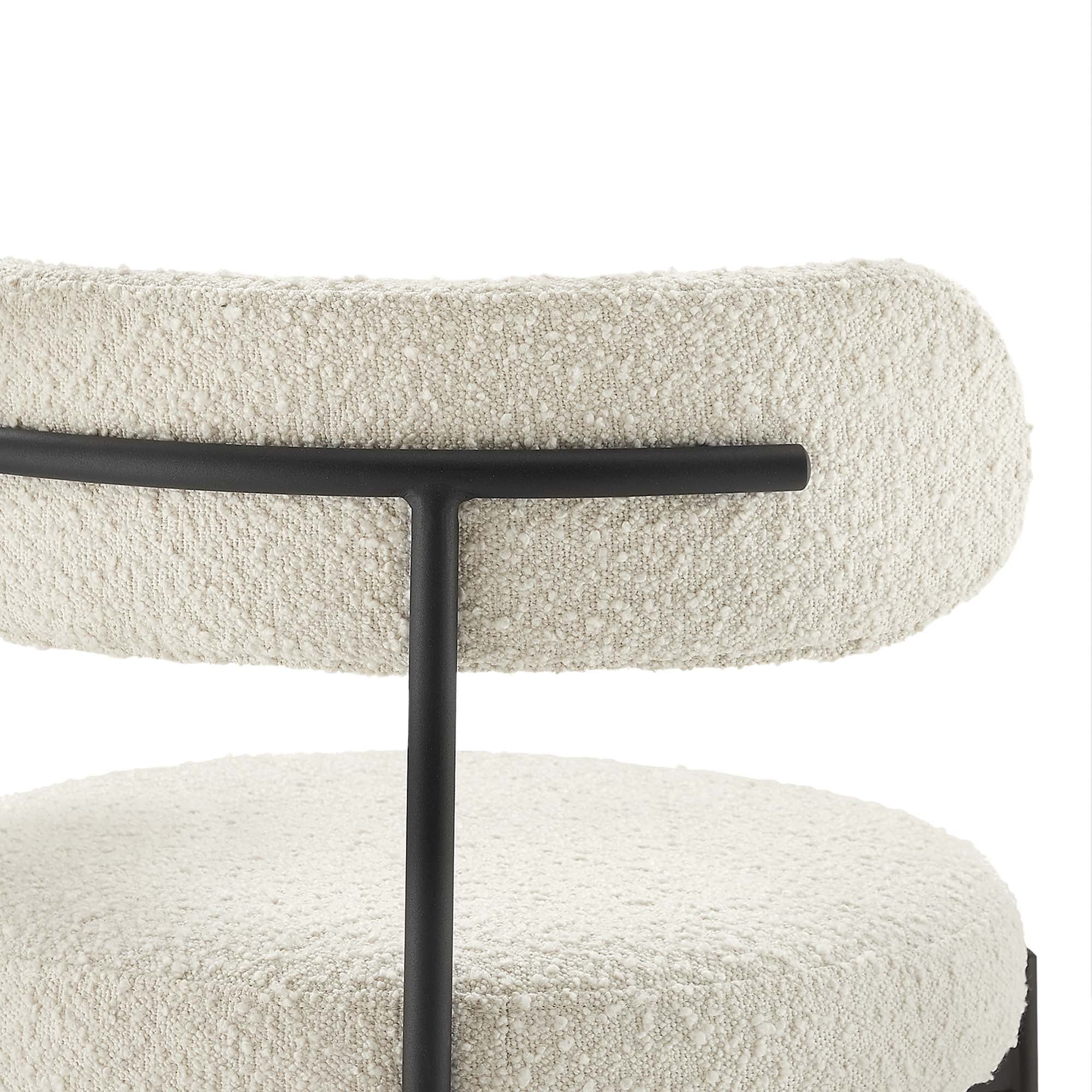 Albie Boucle Fabric Bar Stools Set of 2, Ivory Black