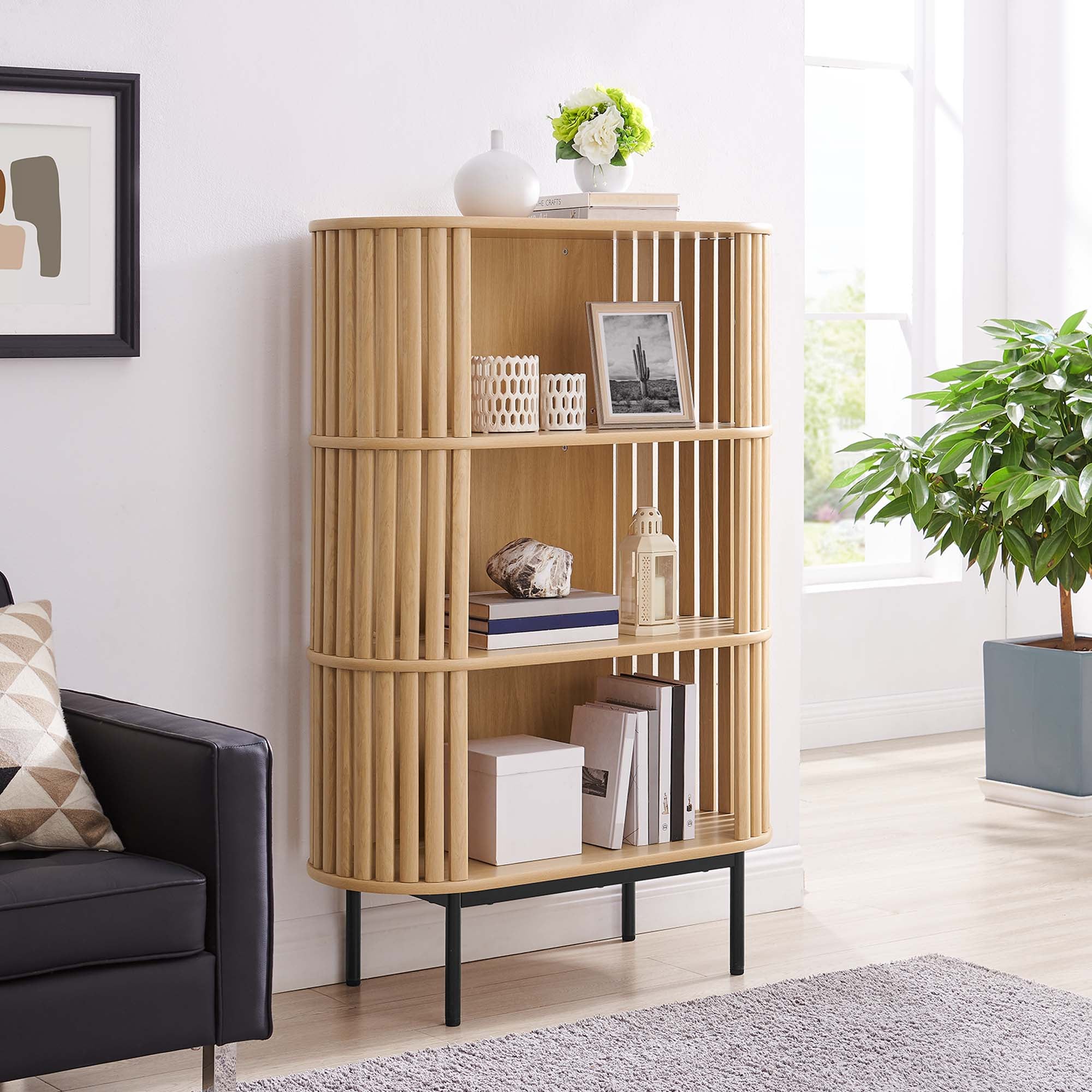 Fortitude Three Tier Display Cabinet, Oak