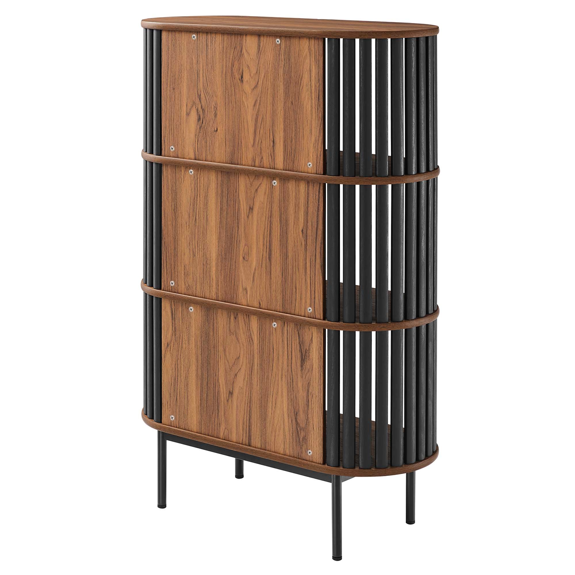 Fortitude Three Tier Display Cabinet, Walnut Black