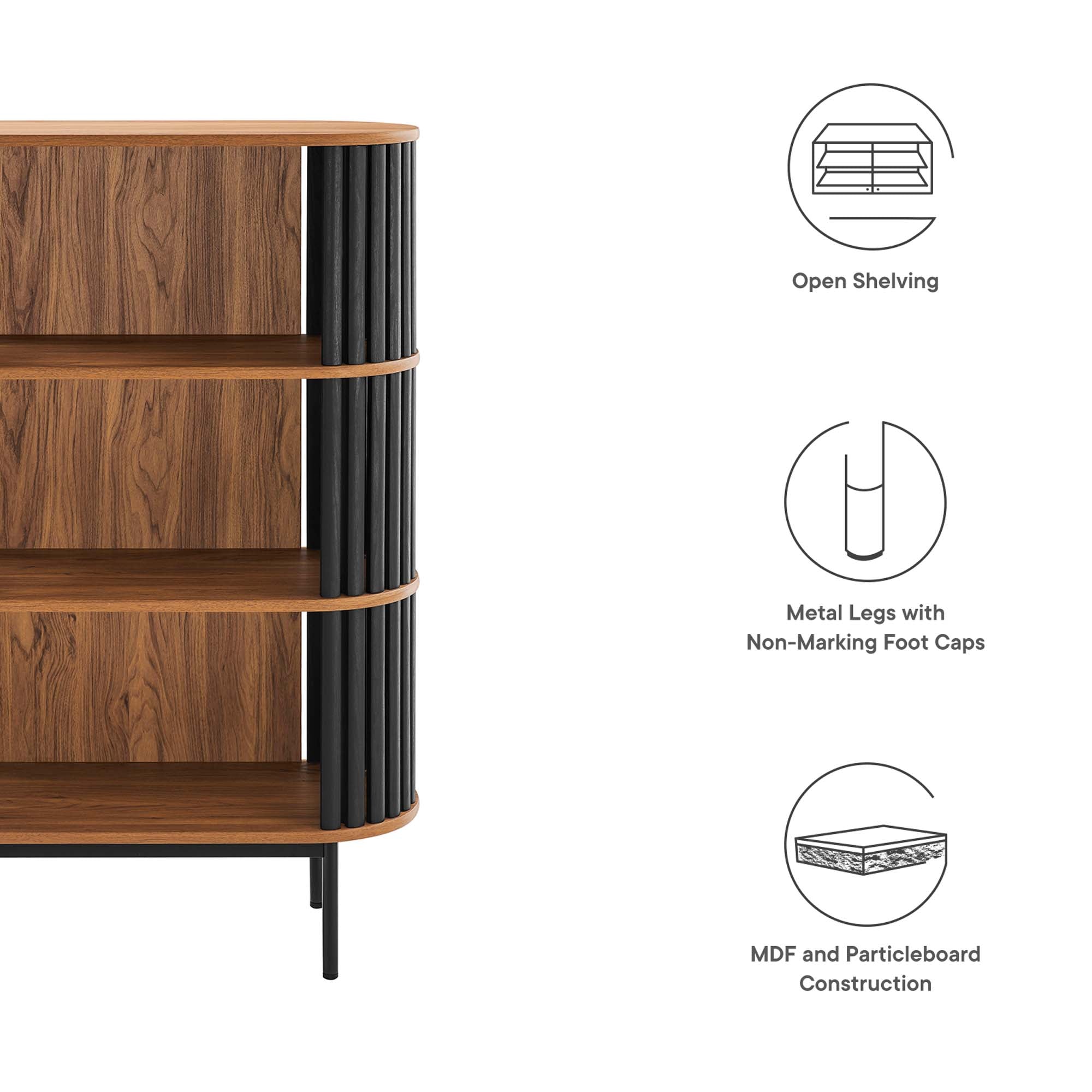 Fortitude Three Tier Display Cabinet, Walnut Black