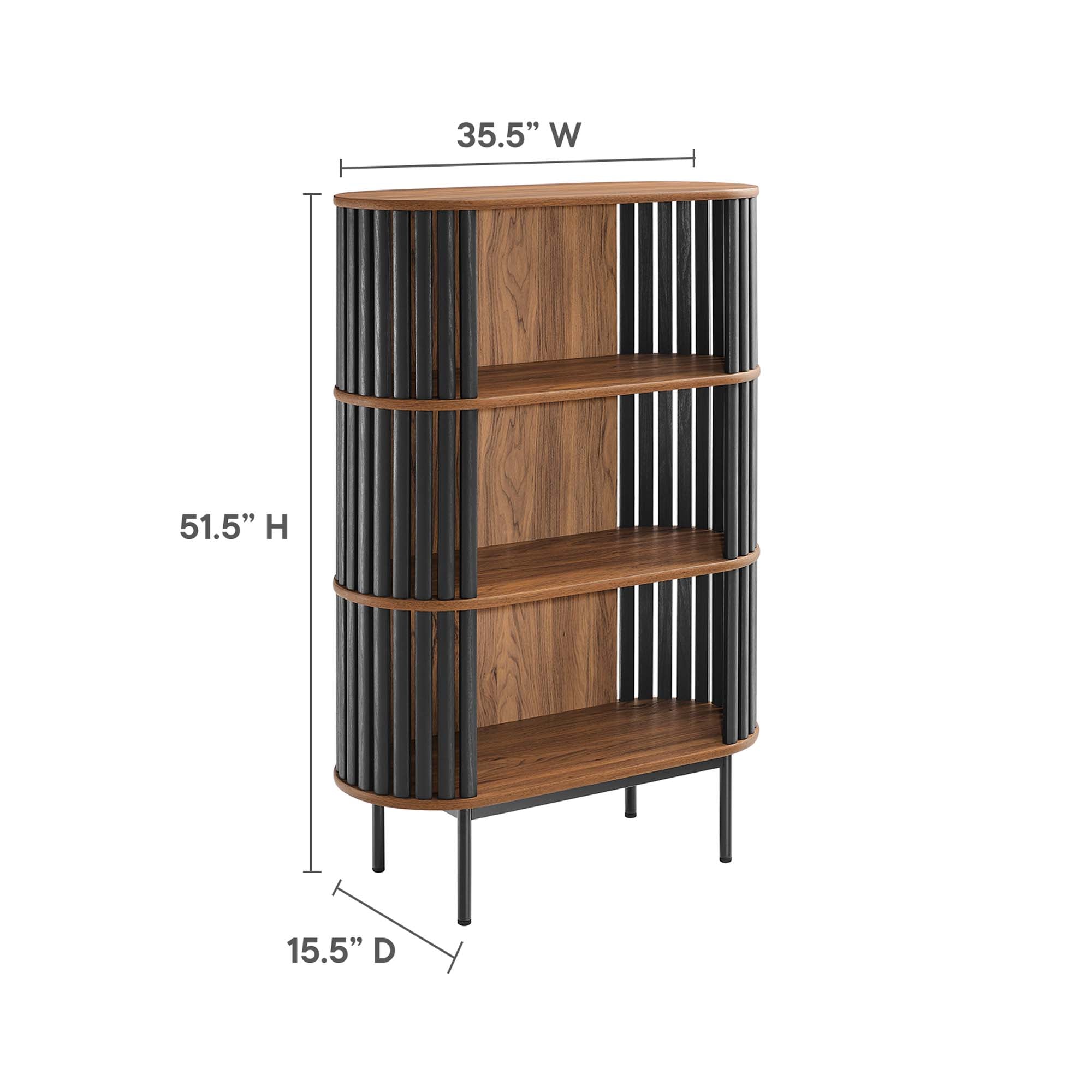 Fortitude Three Tier Display Cabinet, Walnut Black