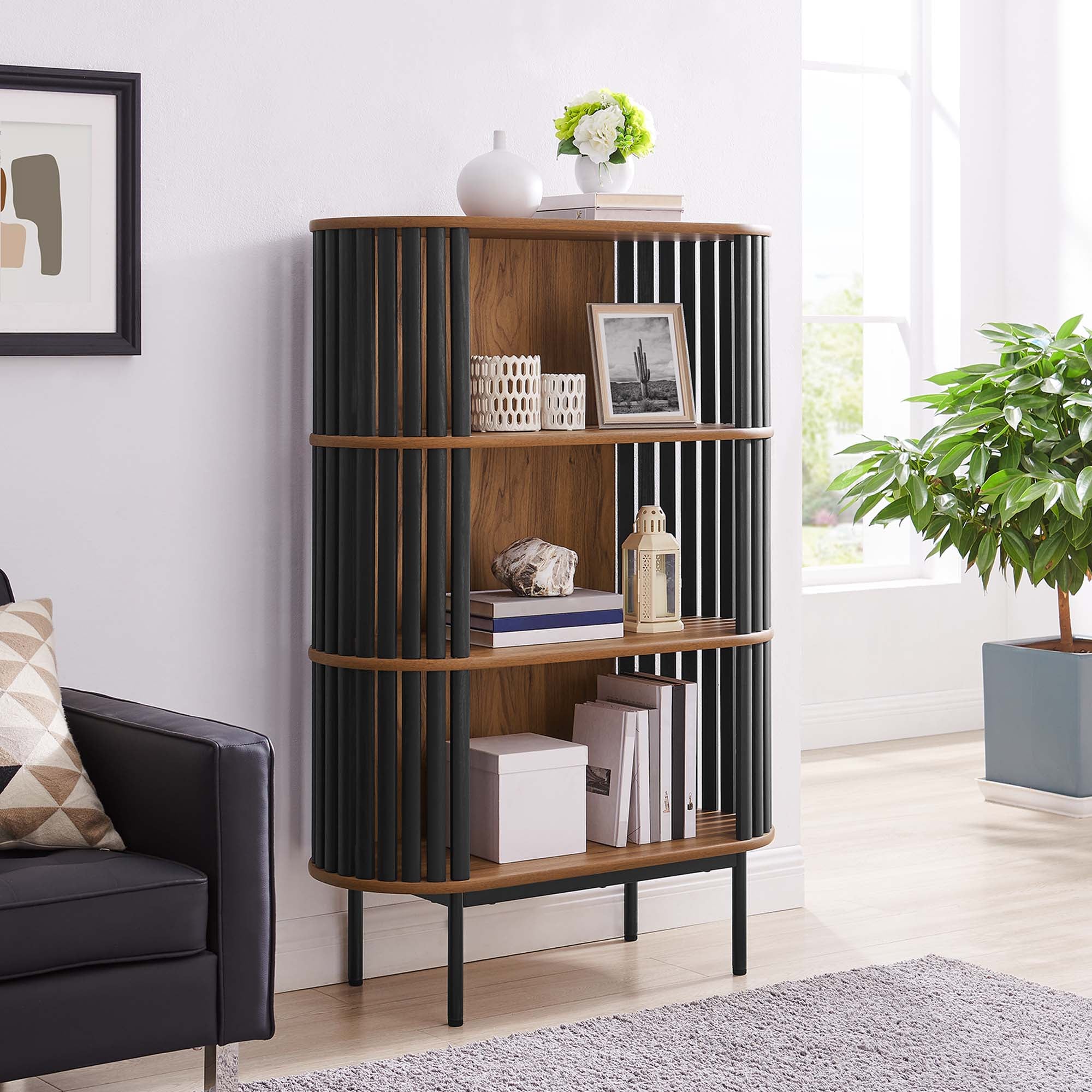 Fortitude Three Tier Display Cabinet, Walnut Black