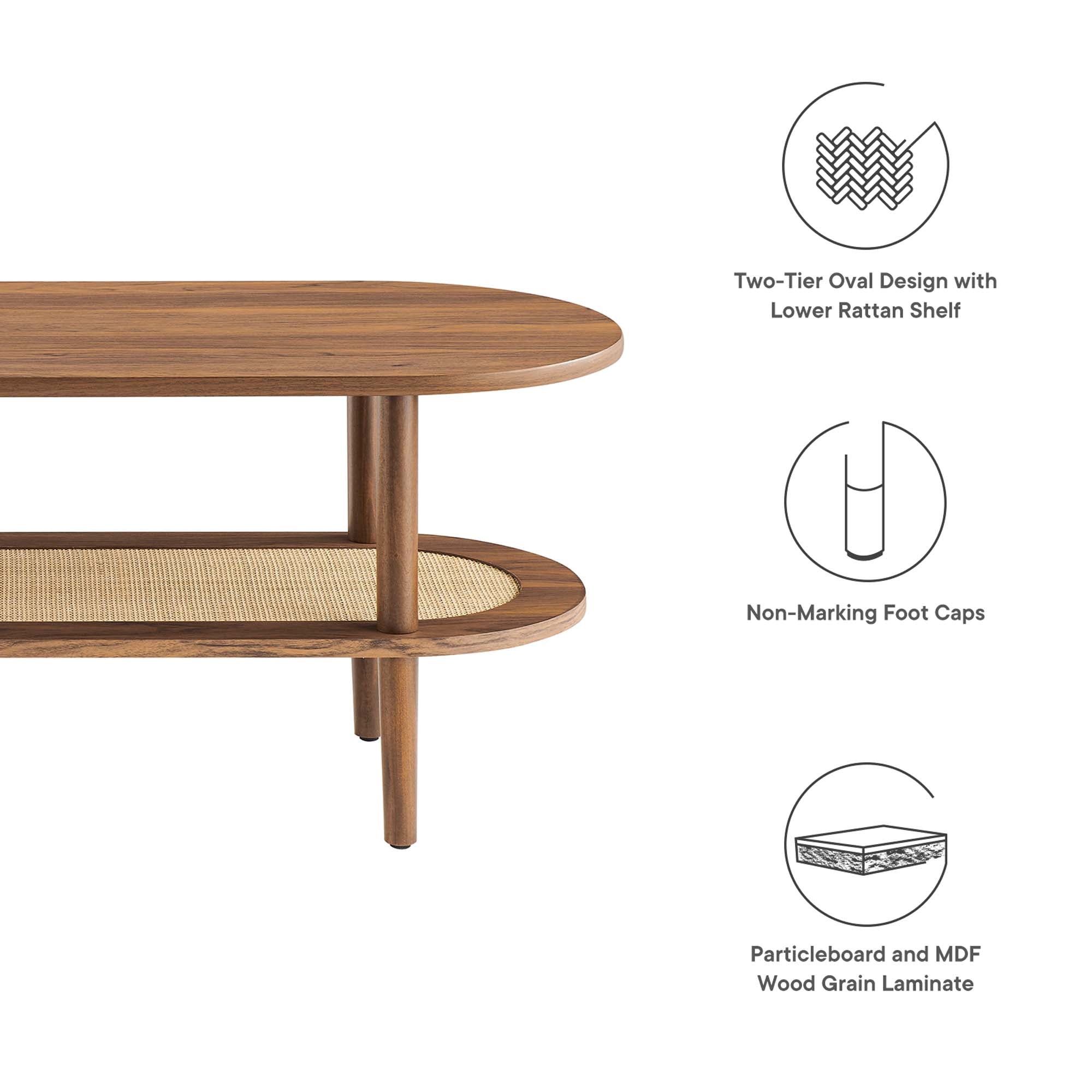 Torus Oval Coffee Table, Walnut