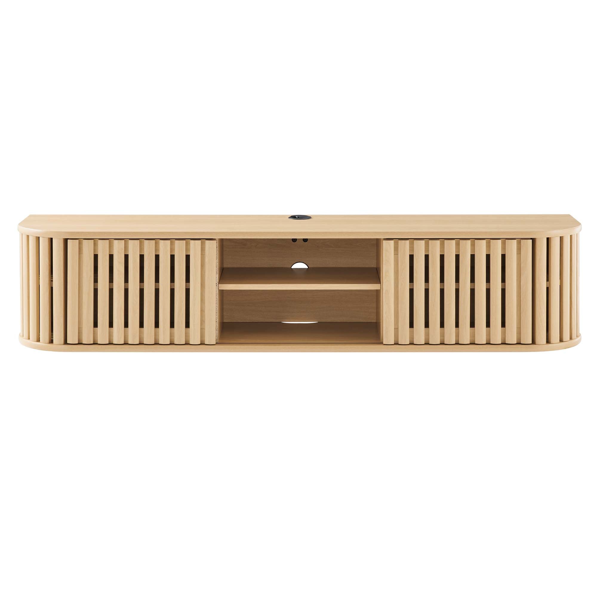 Fortitude 63" Wall-Mounted TV Stand, Oak