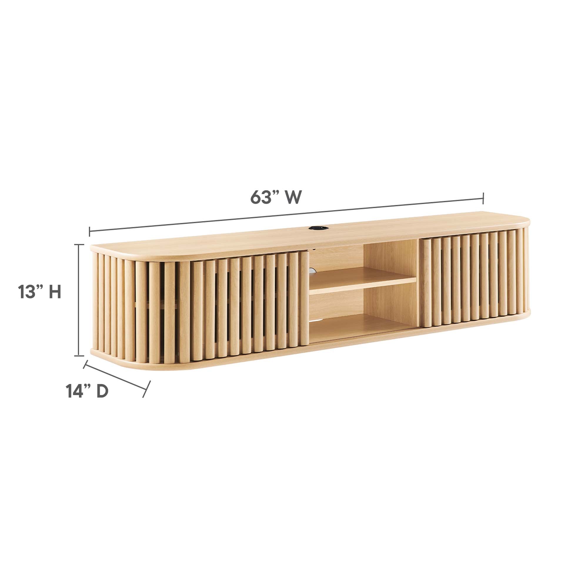 Fortitude 63" Wall-Mounted TV Stand, Oak