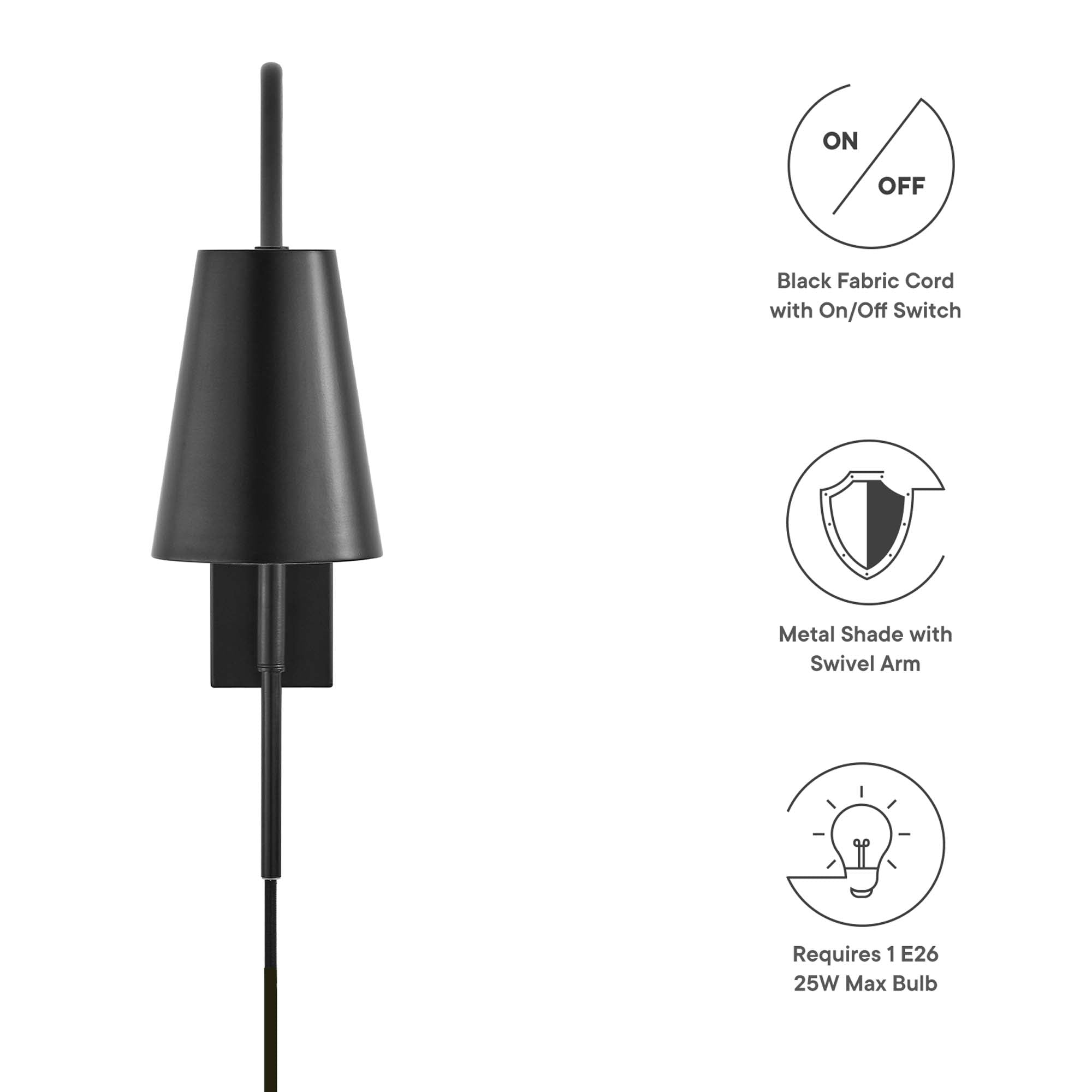 Faye Metal Wall Sconce, Black