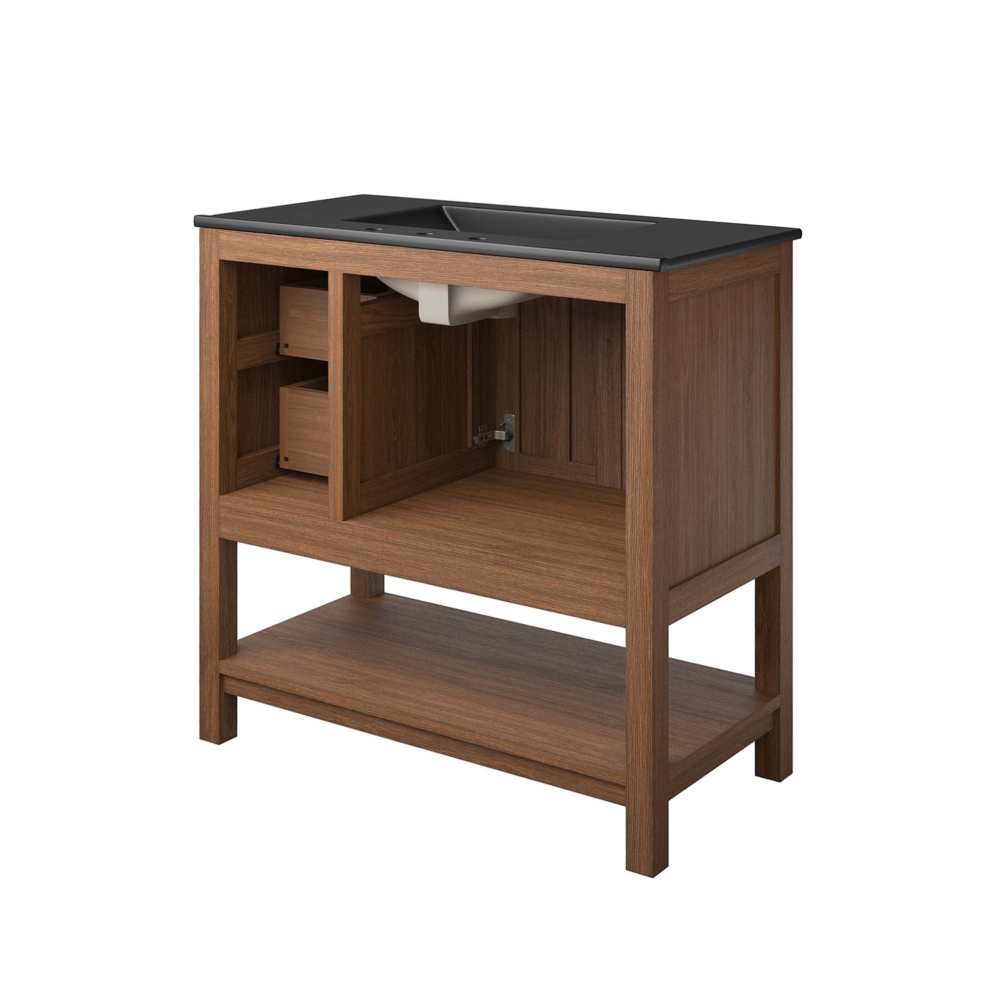 Ashlyn 36" Wood Bathroom Vanity, Walnut Black