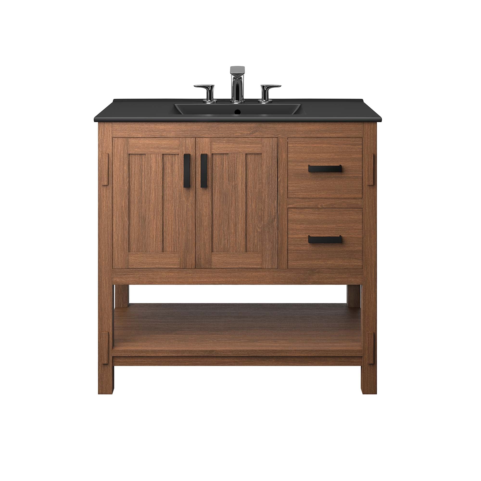 Ashlyn 36" Wood Bathroom Vanity, Walnut Black