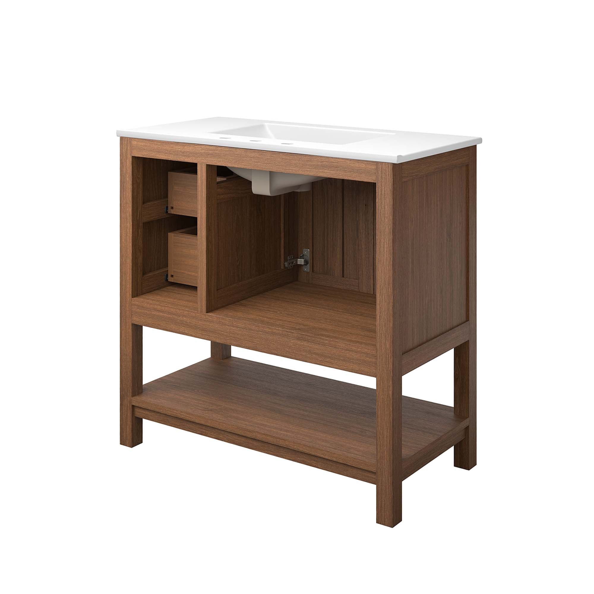 Ashlyn 36" Wood Bathroom Vanity, Walnut White