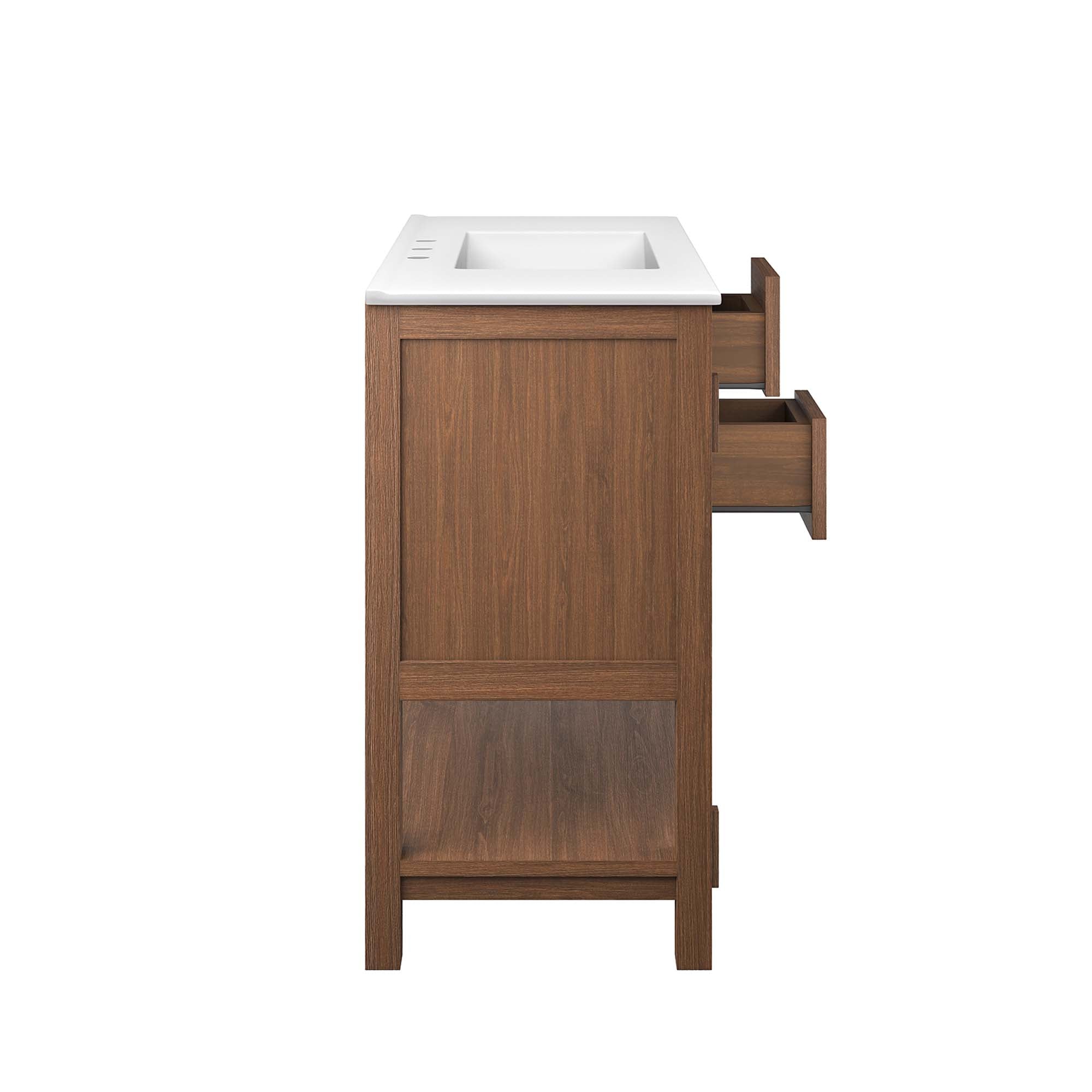 Ashlyn 36" Wood Bathroom Vanity, Walnut White