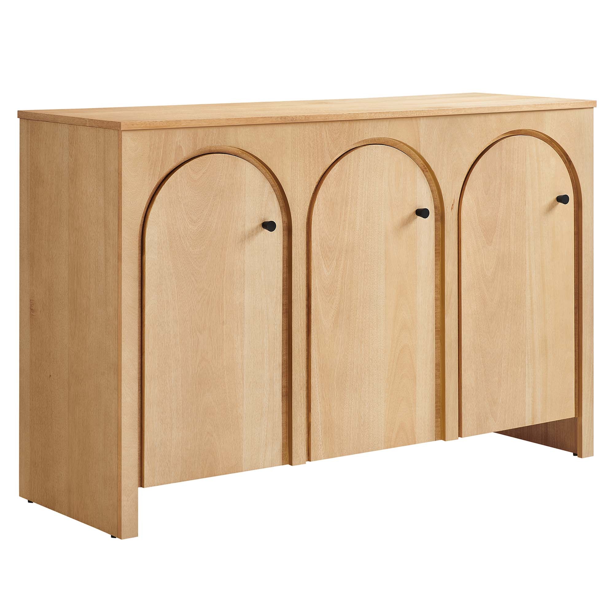 Appia 3-Door Arched Door Sideboard Storage Cabinet, Oak