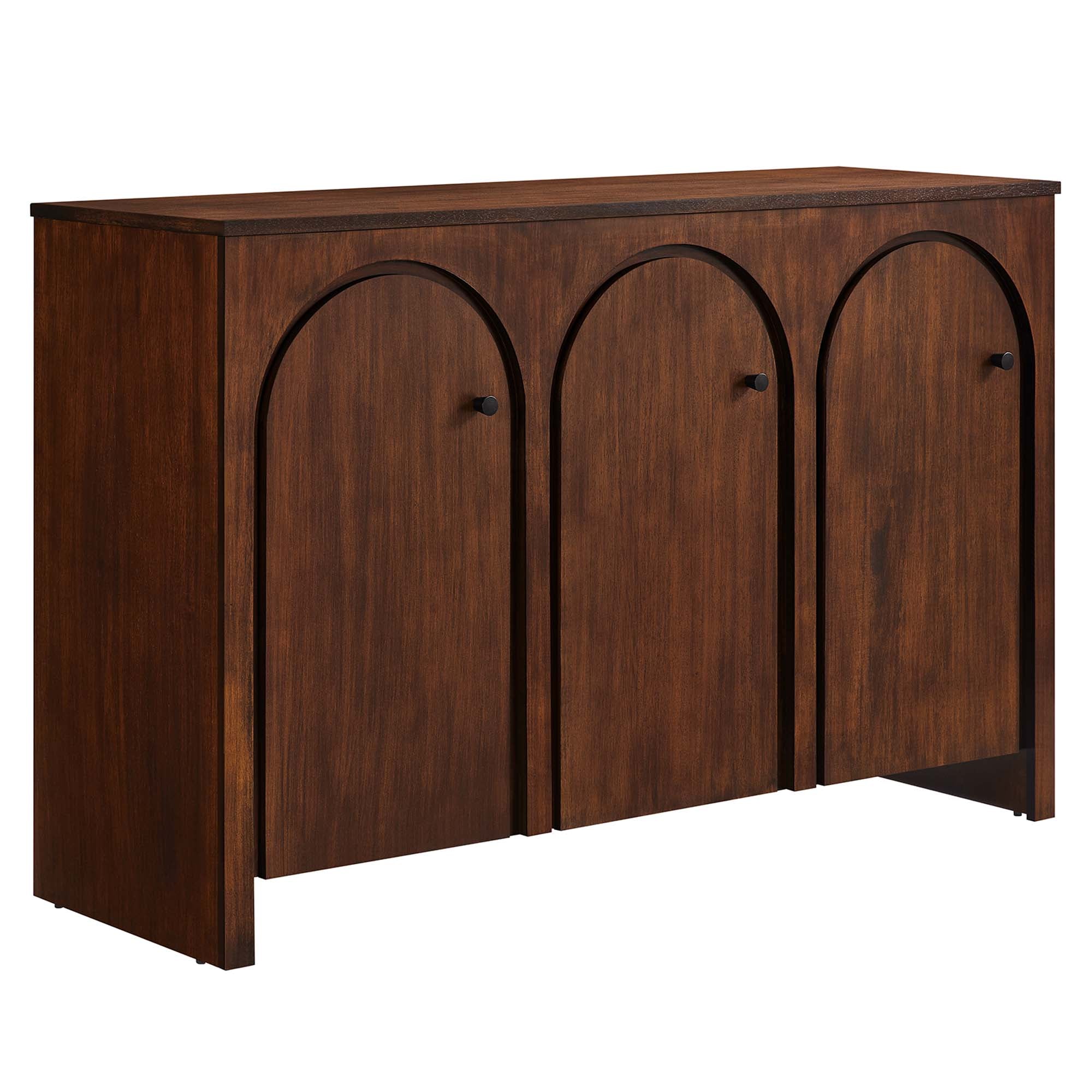 Appia 3-Door Arched Door Sideboard Storage Cabinet, Walnut