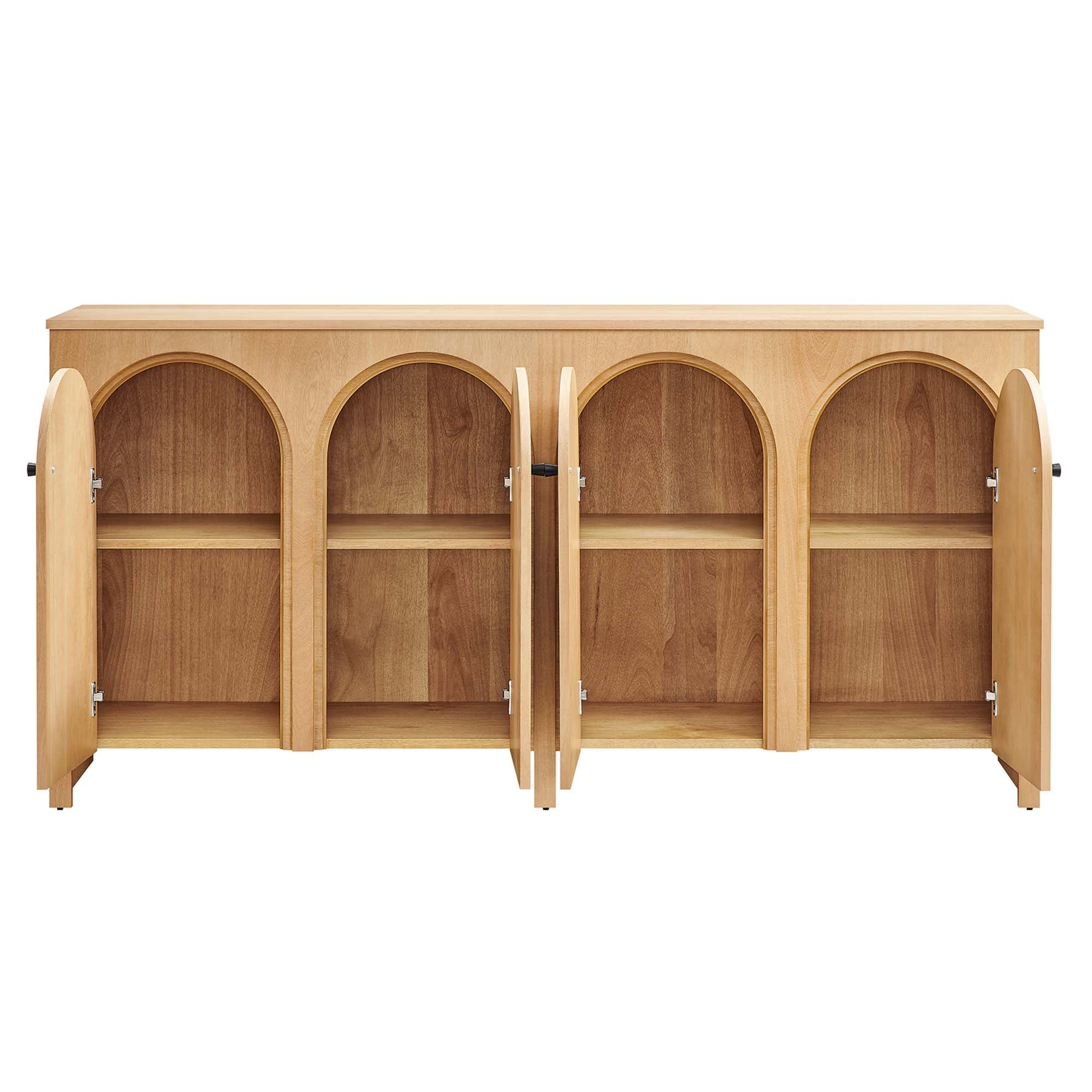 Appia Wood Grain 4-Door Sideboard Storage Cabinet, Oak