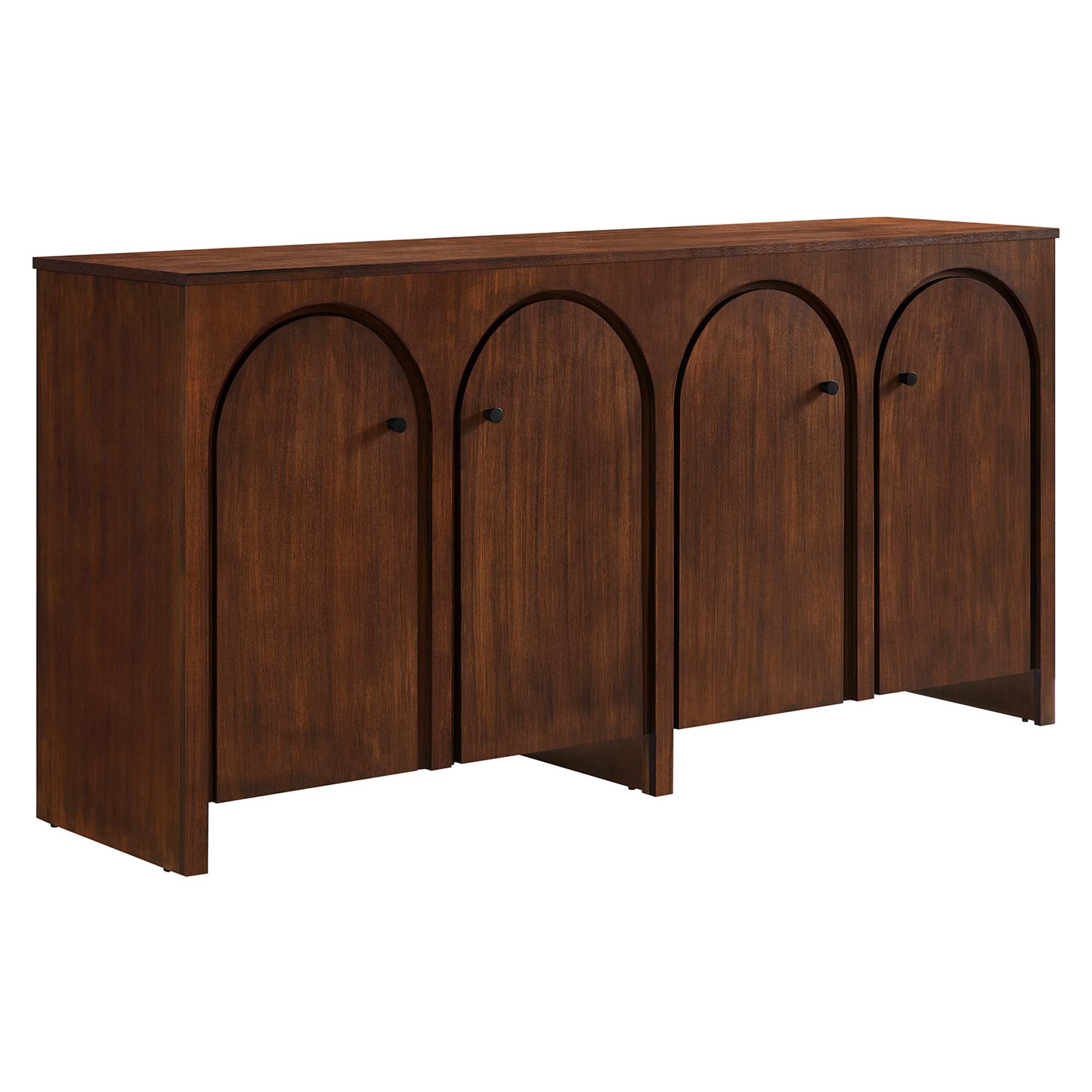 Appia Wood Grain 4-Door Sideboard Storage Cabinet, Walnut