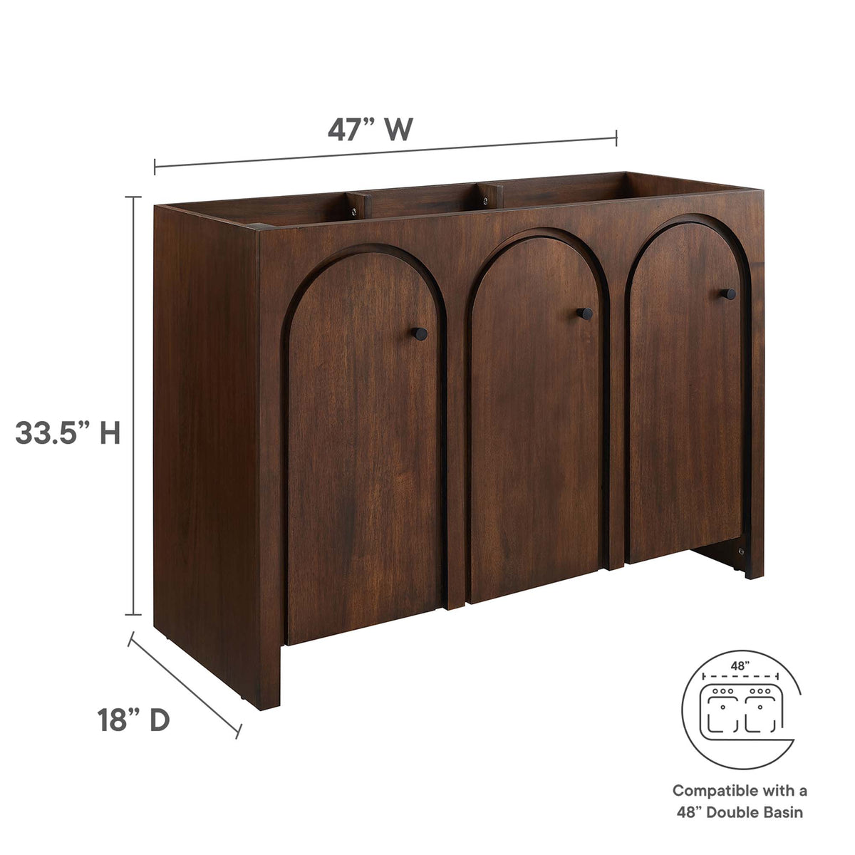 Appia 48" Bathroom Vanity Cabinet (Sink Basin Not Included), Walnut