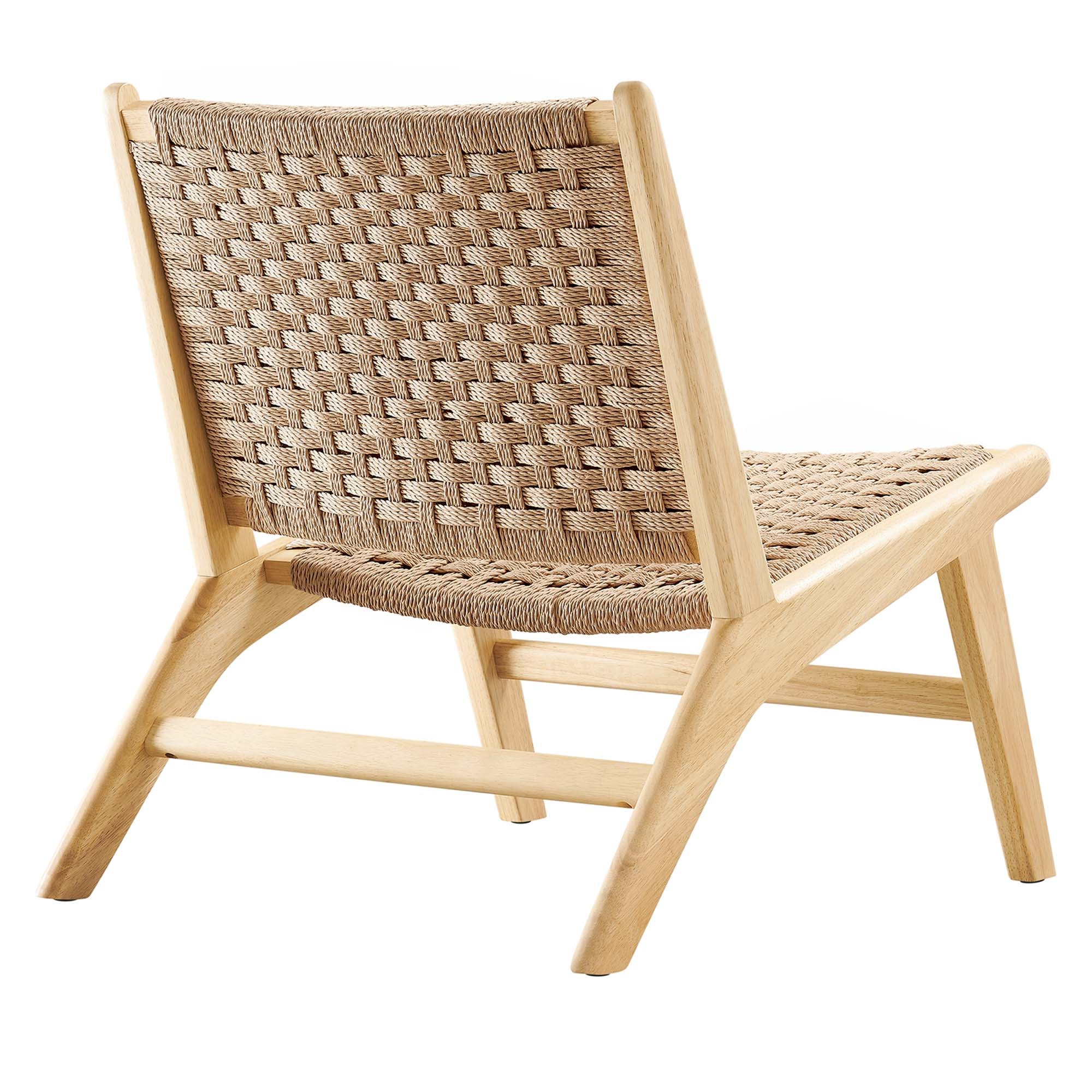 Saoirse Woven Rope Wood Accent Lounge Chair, Natural Natural