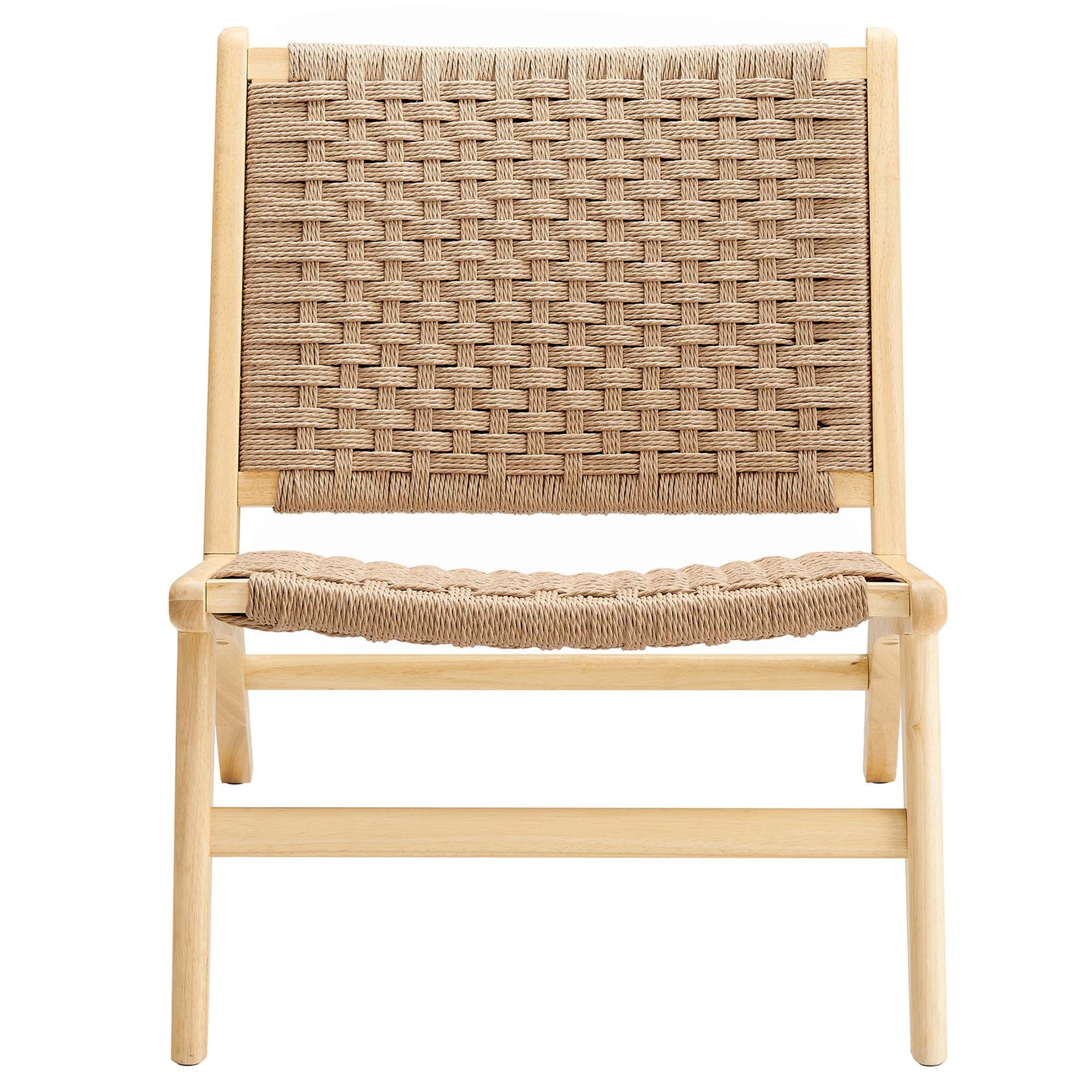 Saoirse Woven Rope Wood Accent Lounge Chair, Natural Natural
